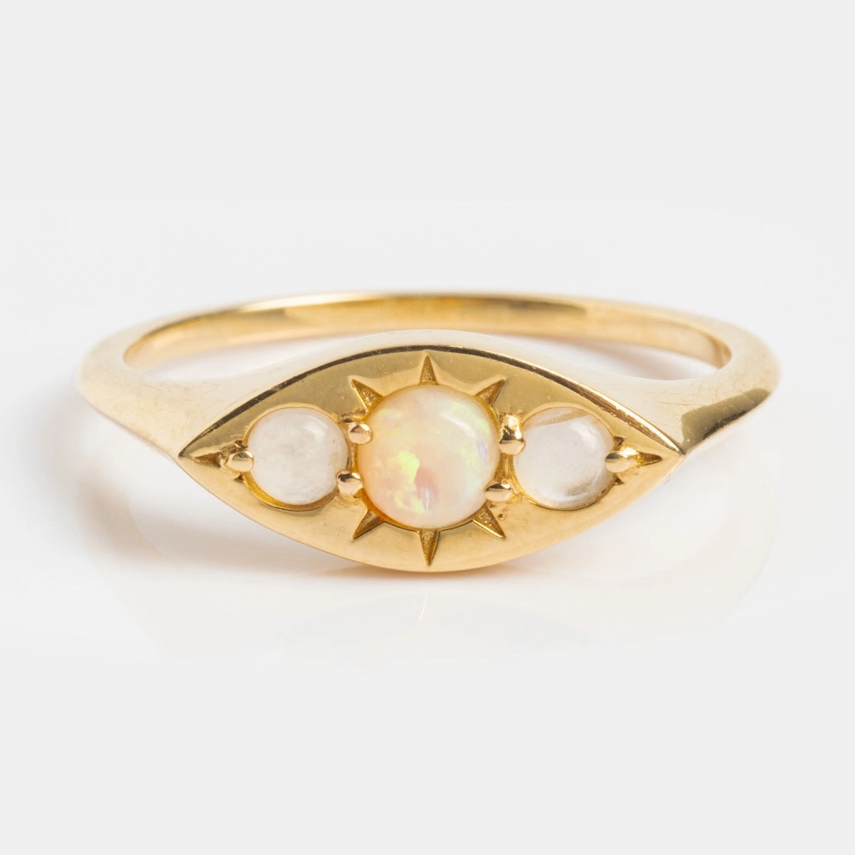 Solid Gold Opal Evil Eye Signet Ring