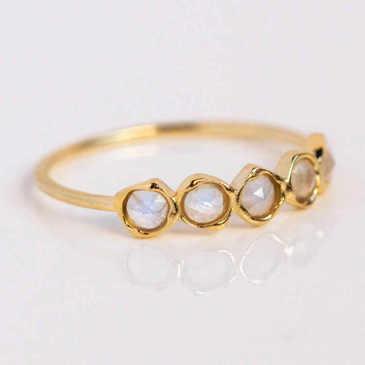 Solid Gold Organic Moonstone Ring