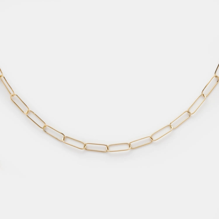 Solid Gold Paperclip Chain Necklace