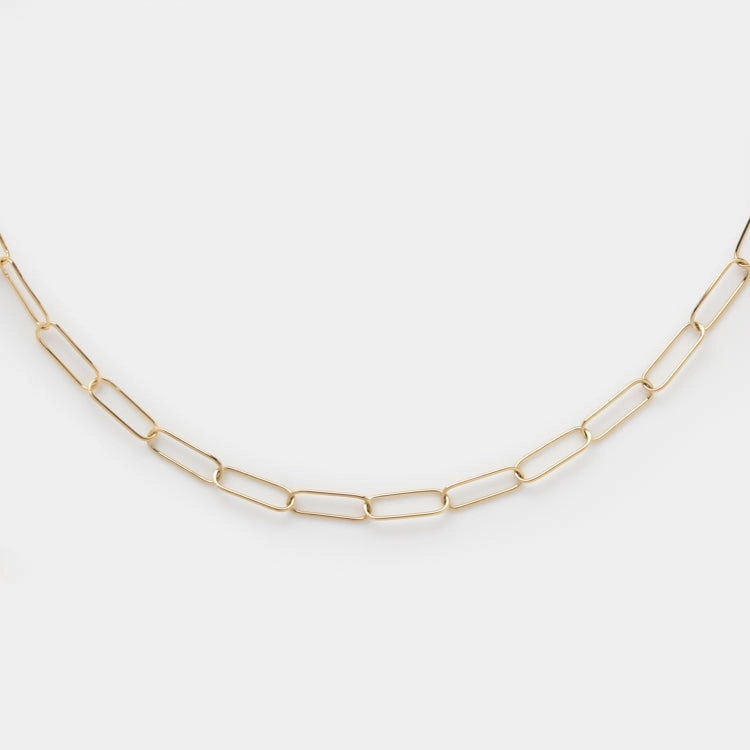 Solid Gold Paperclip Chain Necklace