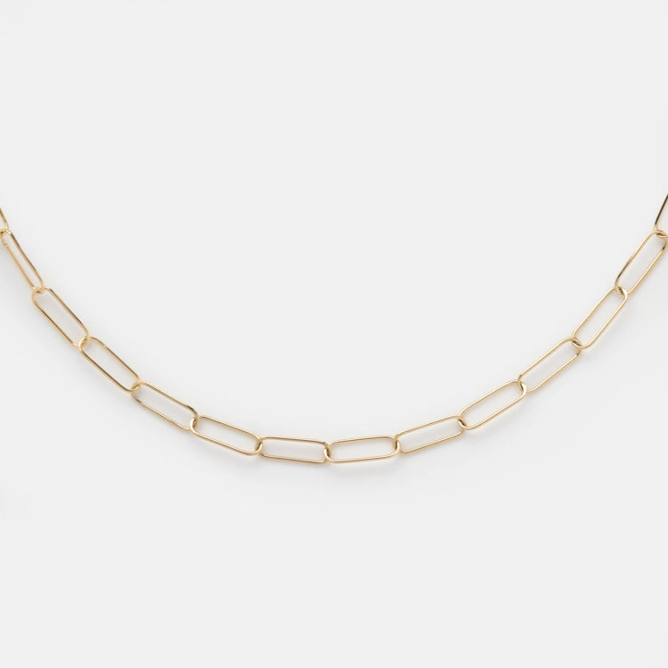 Solid Gold Paperclip Chain Necklace