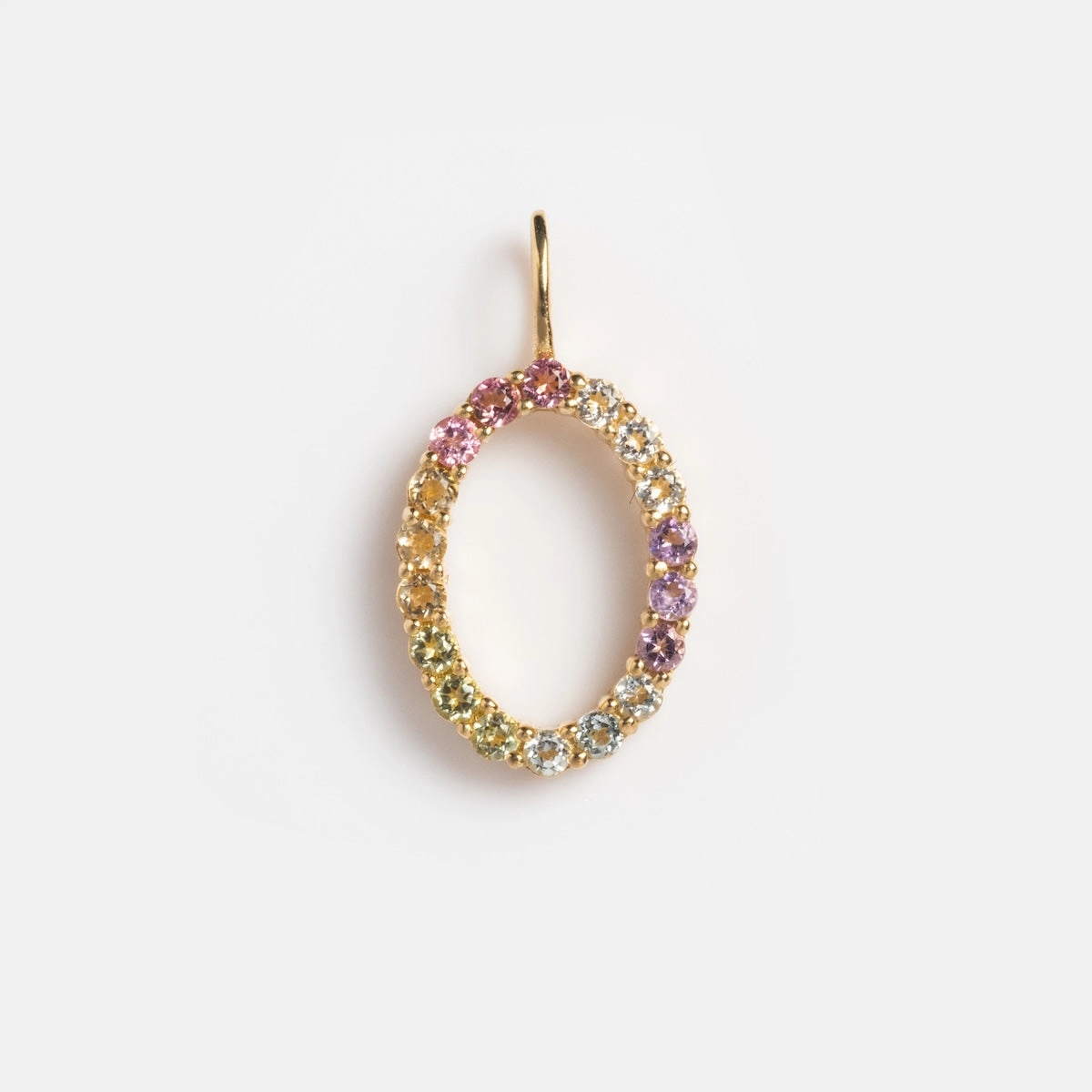 Solid Gold Pastel Gemstone Letter Charm