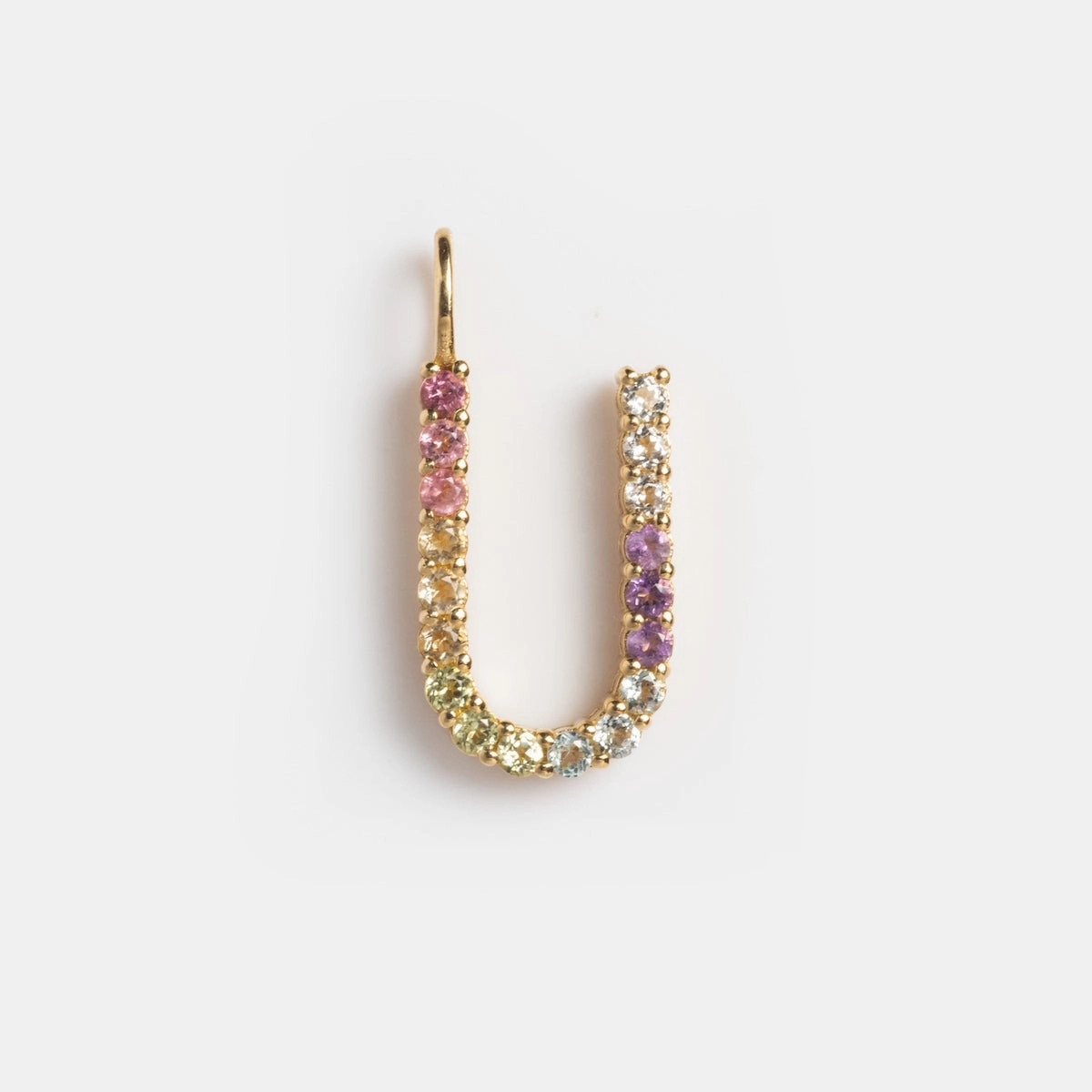 Solid Gold Pastel Gemstone Letter Charm