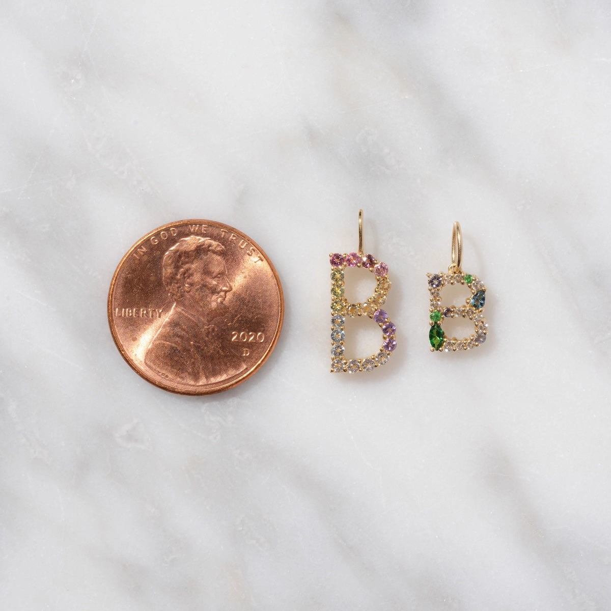 Solid Gold Pastel Gemstone Letter Charm