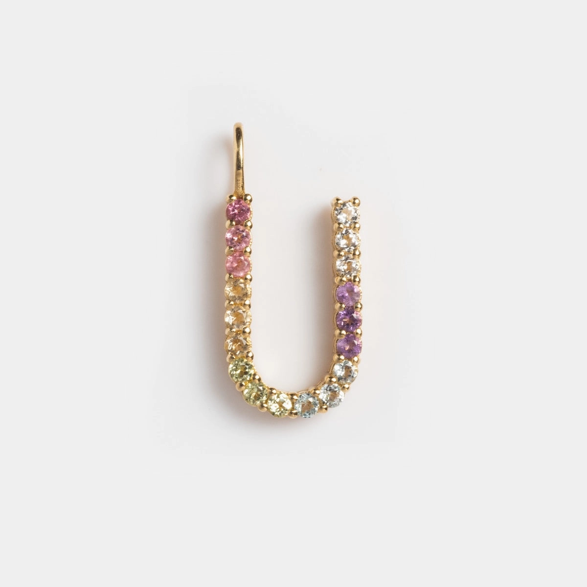Solid Gold Pastel Gemstone Letter Charm