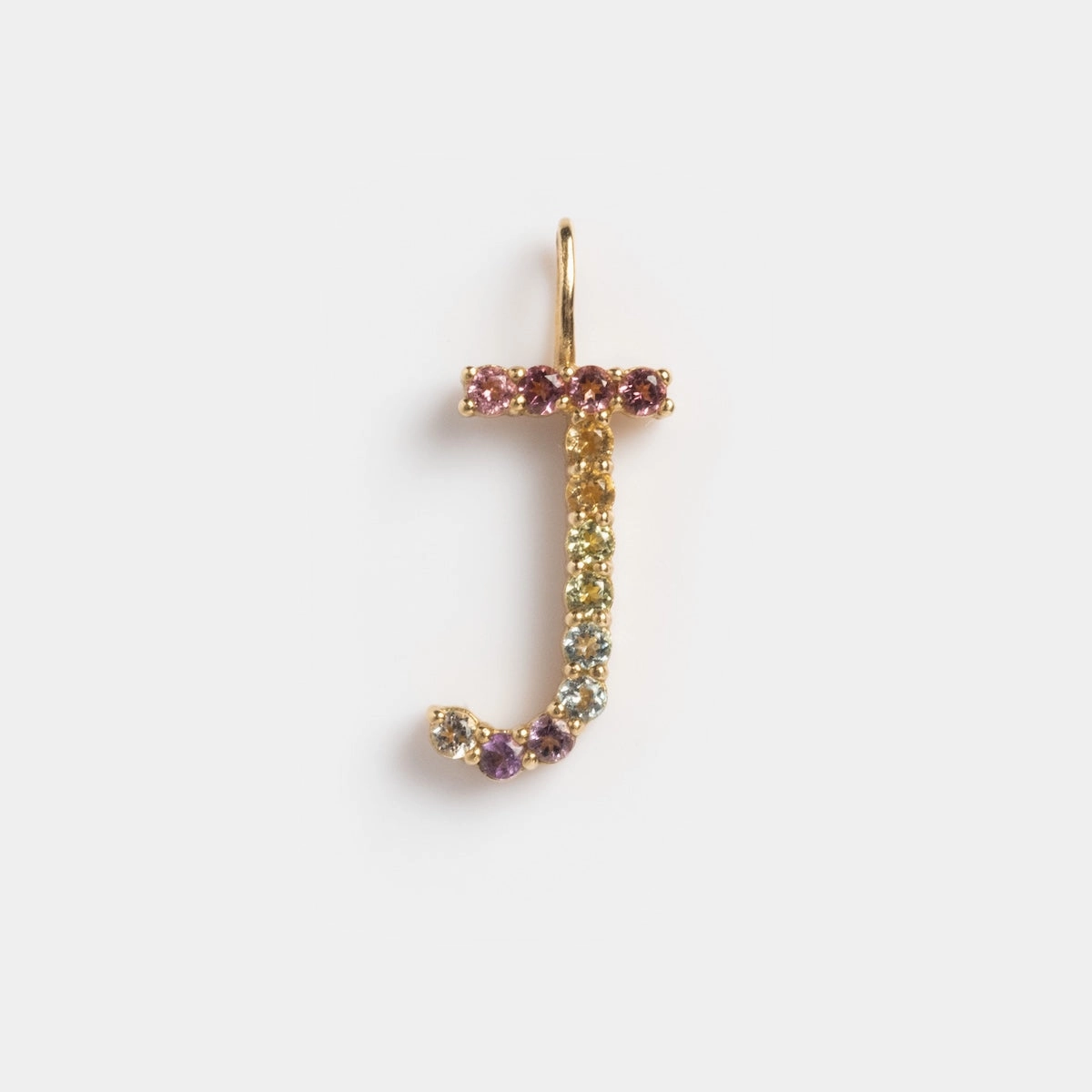 Solid Gold Pastel Gemstone Letter Charm