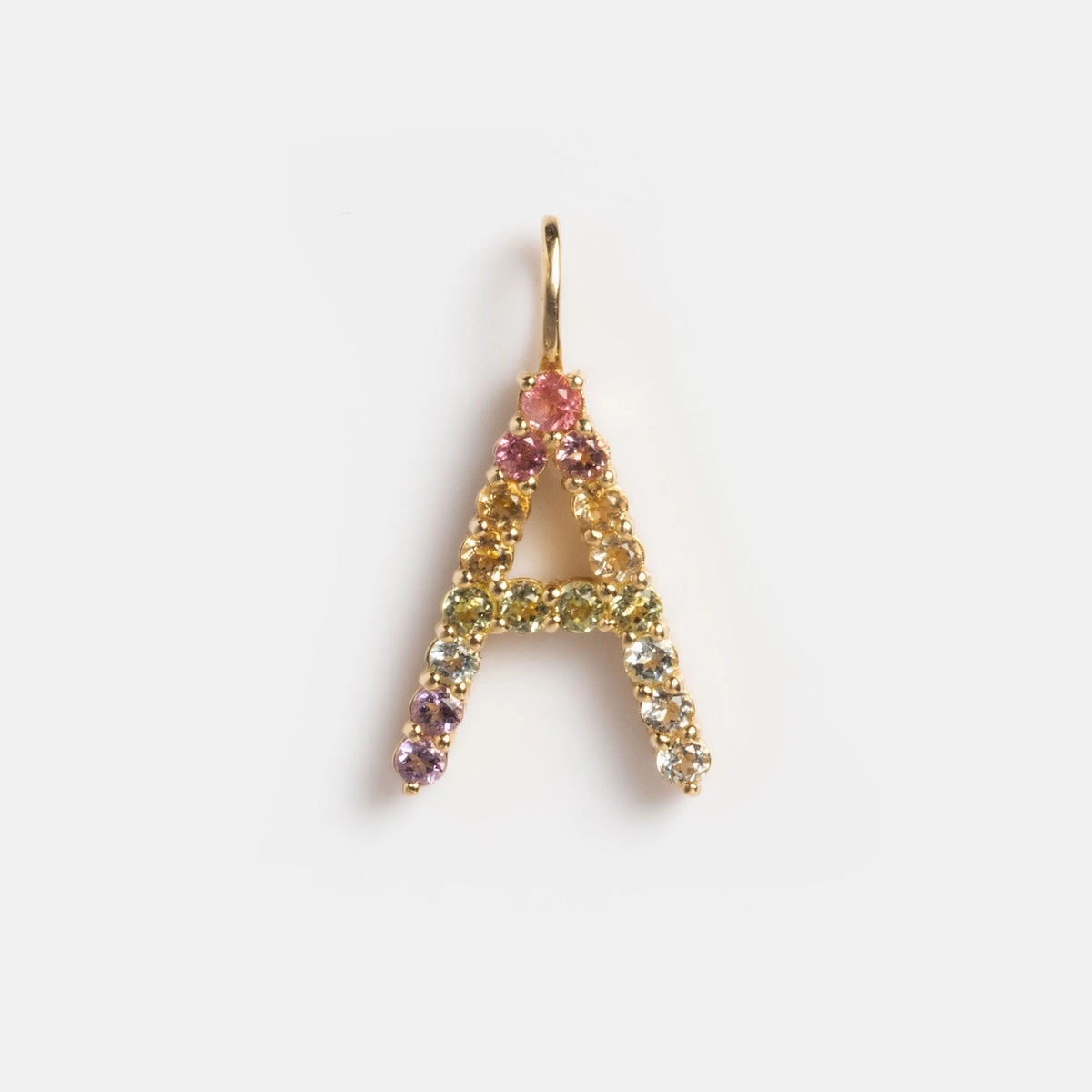 Solid Gold Pastel Gemstone Letter Charm