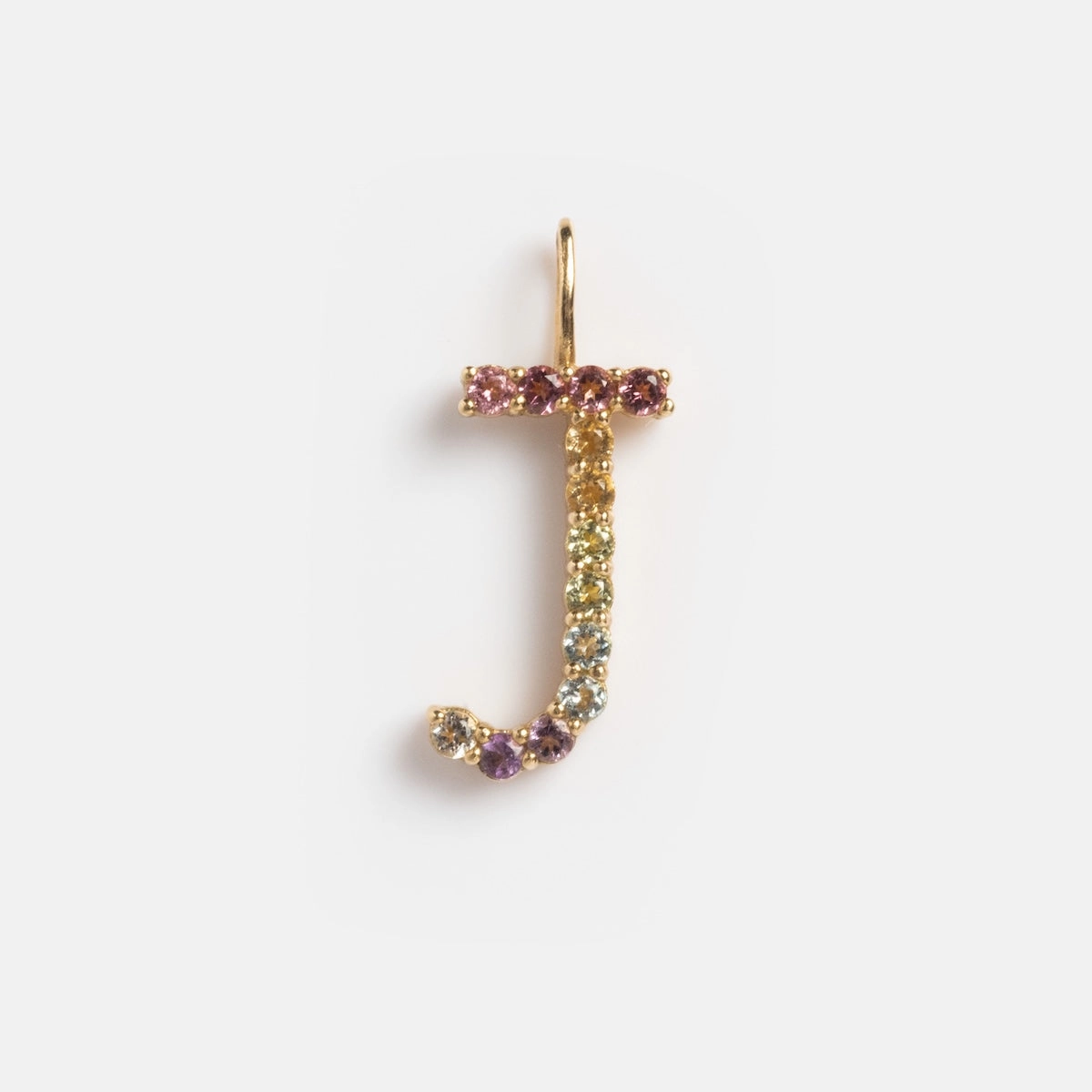 Solid Gold Pastel Gemstone Letter Charm