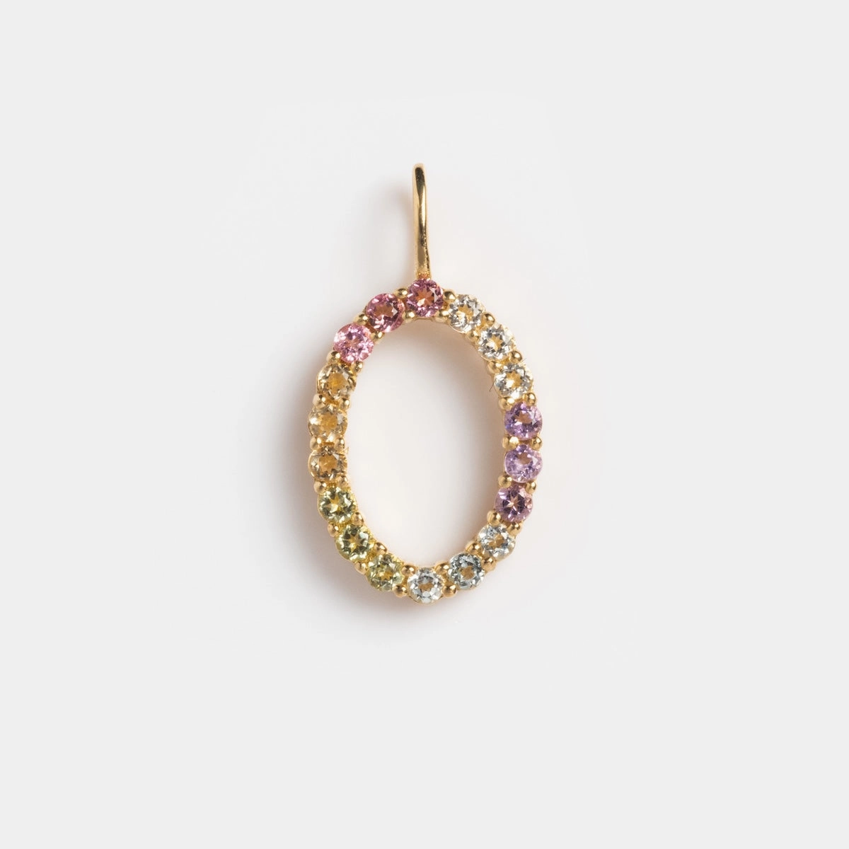 Solid Gold Pastel Gemstone Letter Charm