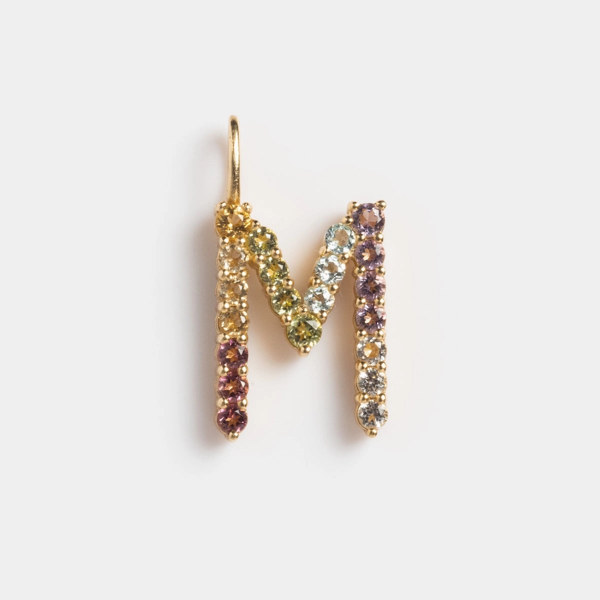 Solid Gold Pastel Gemstone Letter Charm