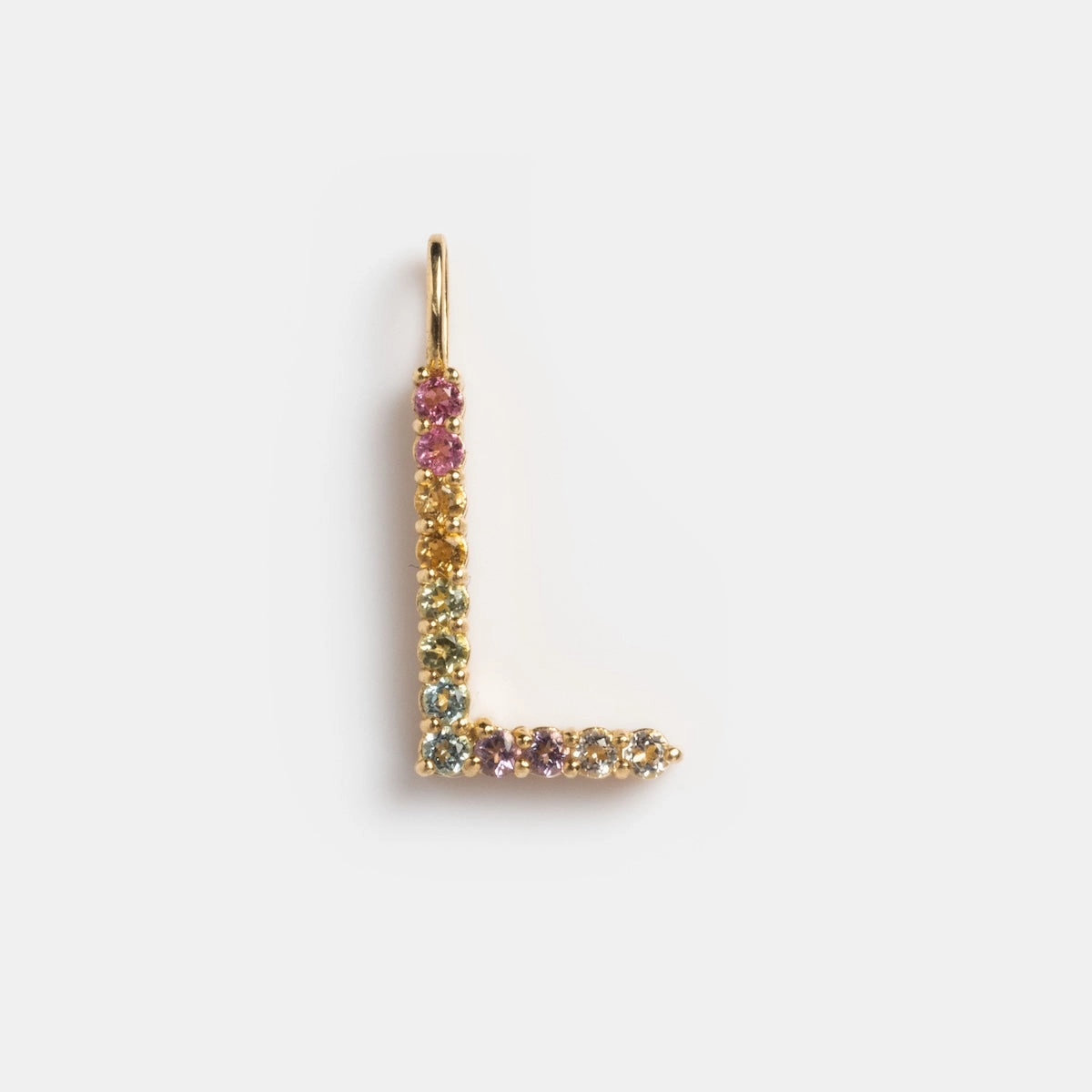 Solid Gold Pastel Gemstone Letter Charm