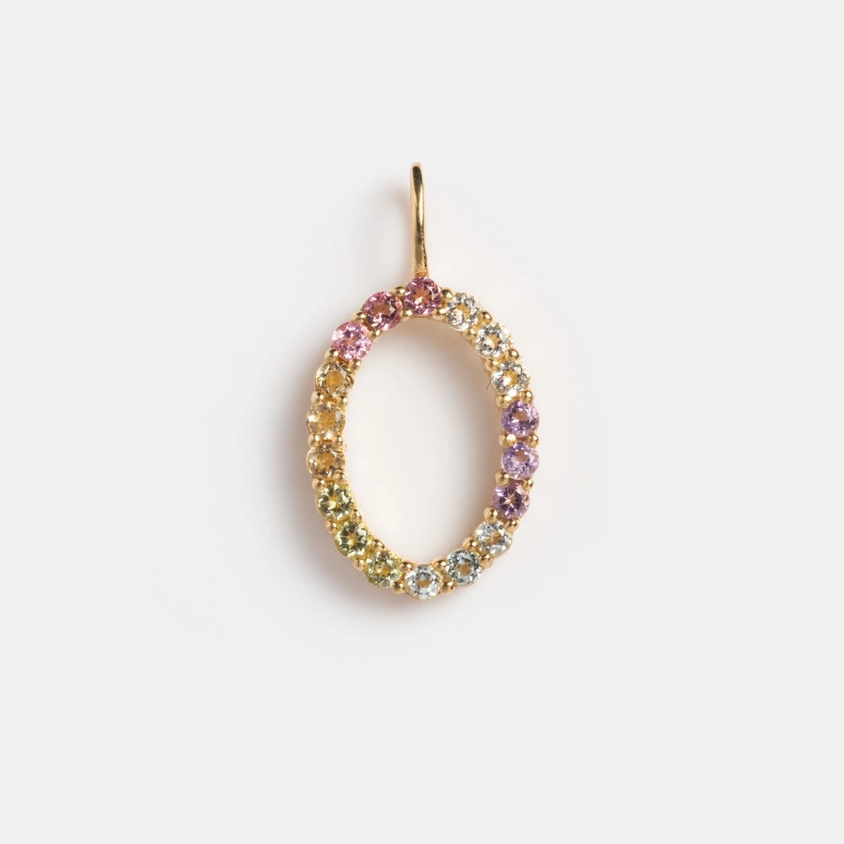 Solid Gold Pastel Gemstone Letter Charm
