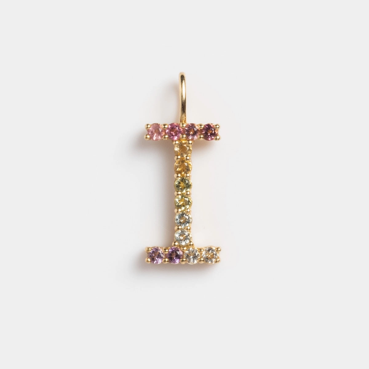 Solid Gold Pastel Gemstone Letter Charm