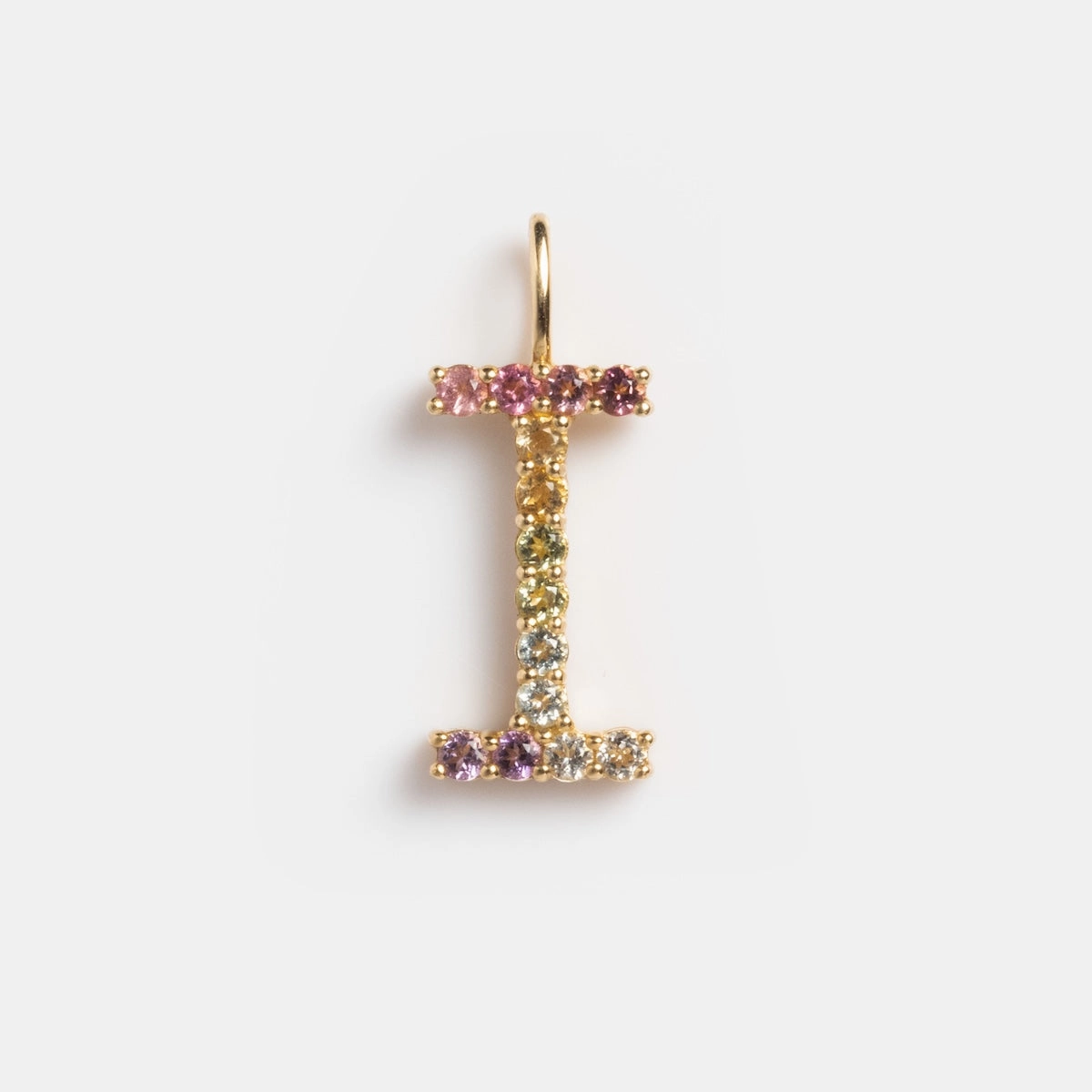 Solid Gold Pastel Gemstone Letter Charm