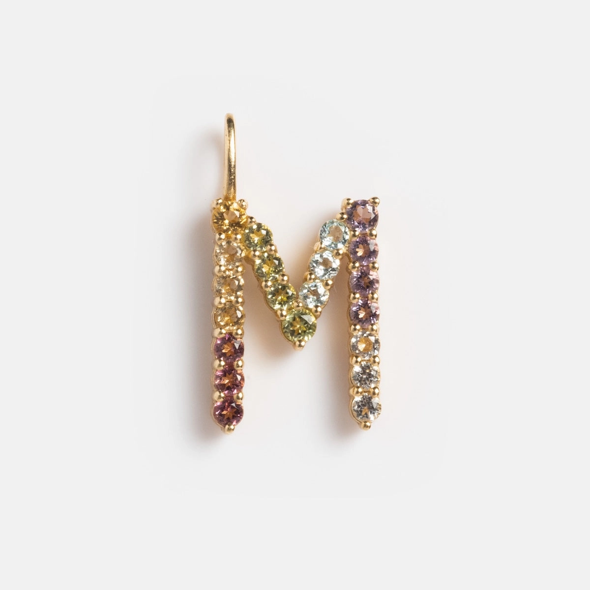 Solid Gold Pastel Gemstone Letter Charm