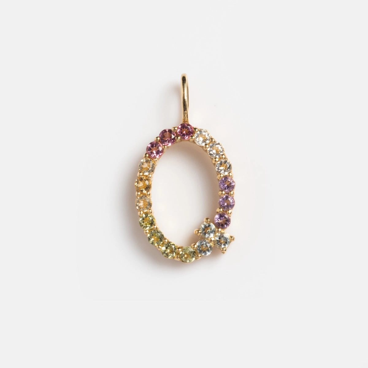 Solid Gold Pastel Gemstone Letter Charm
