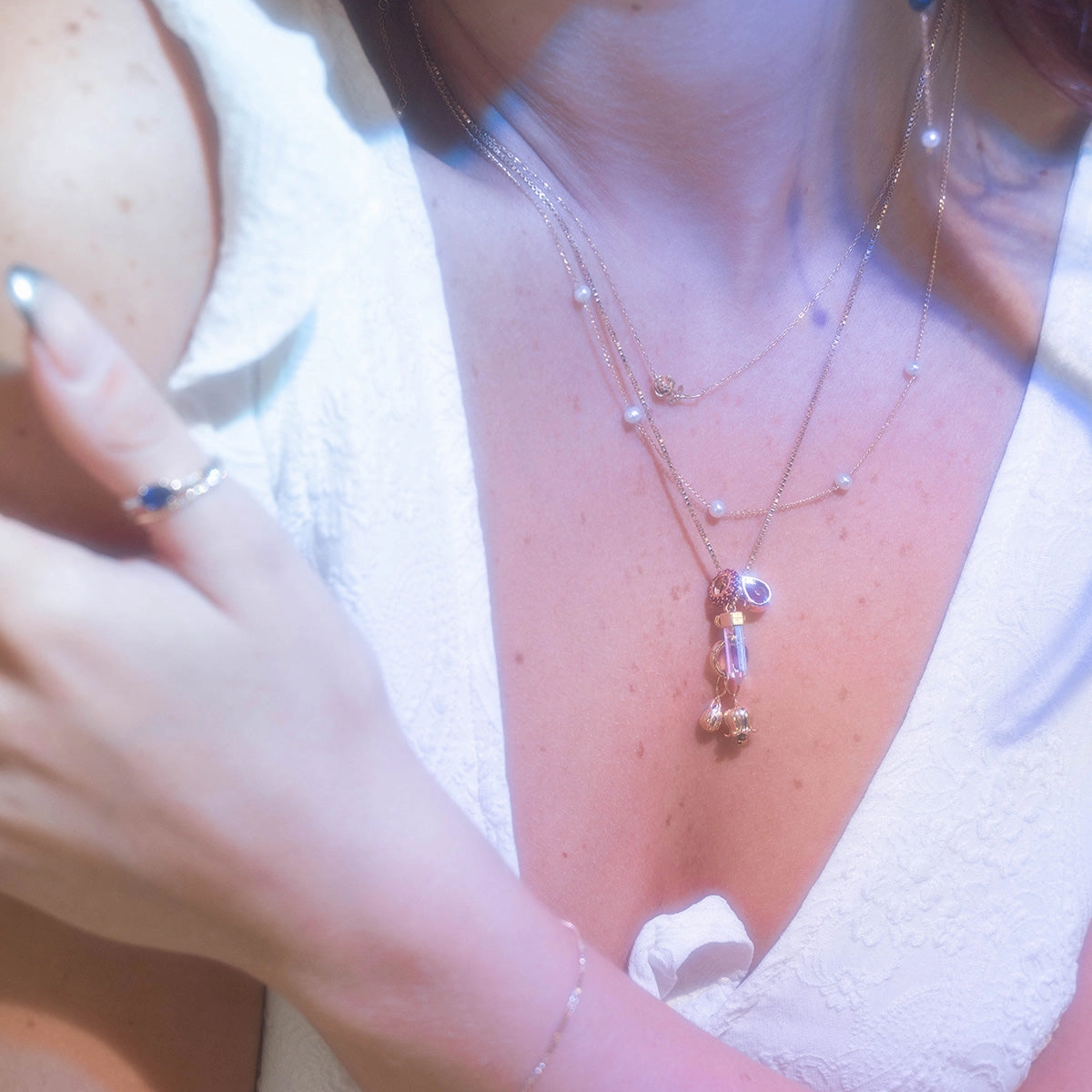 Solid Gold Pear Gemstone Slider Charm