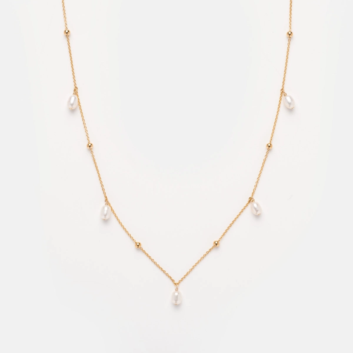 Solid Gold Pearl Droplet Necklace