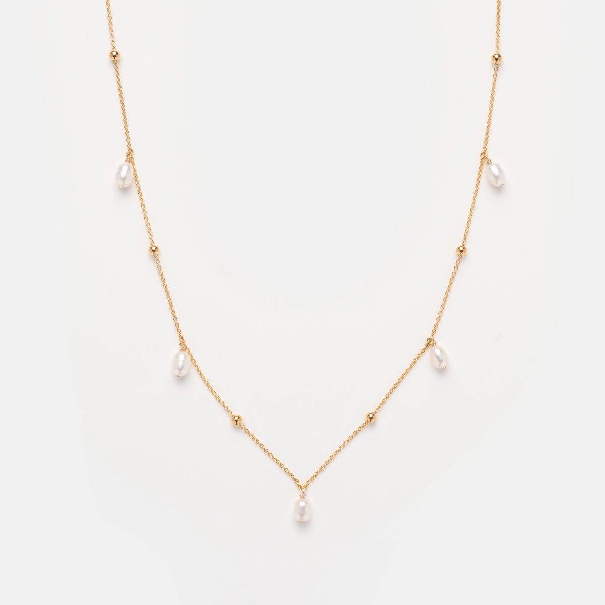 Solid Gold Pearl Droplet Necklace