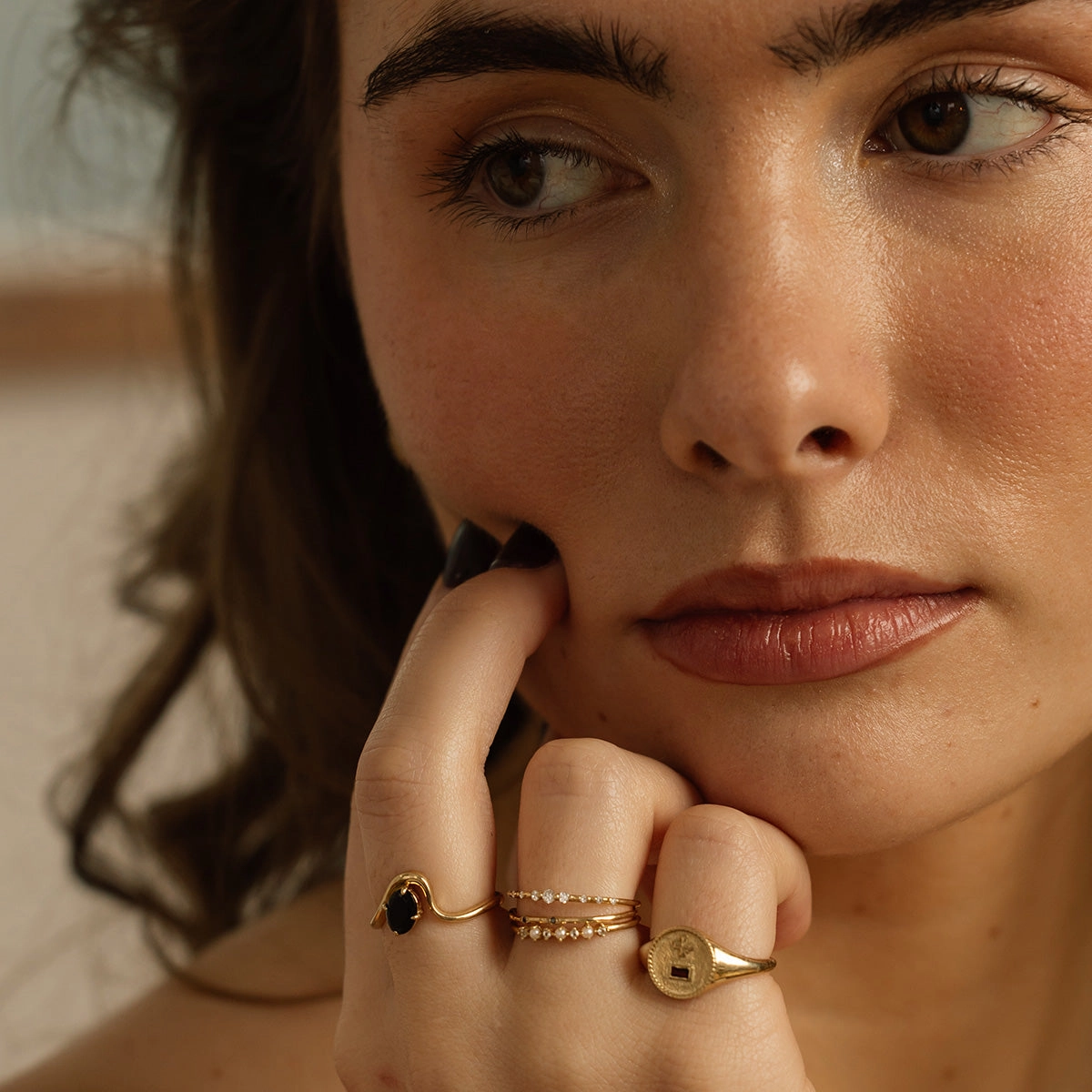 Solid Gold Pearl Trio Ring