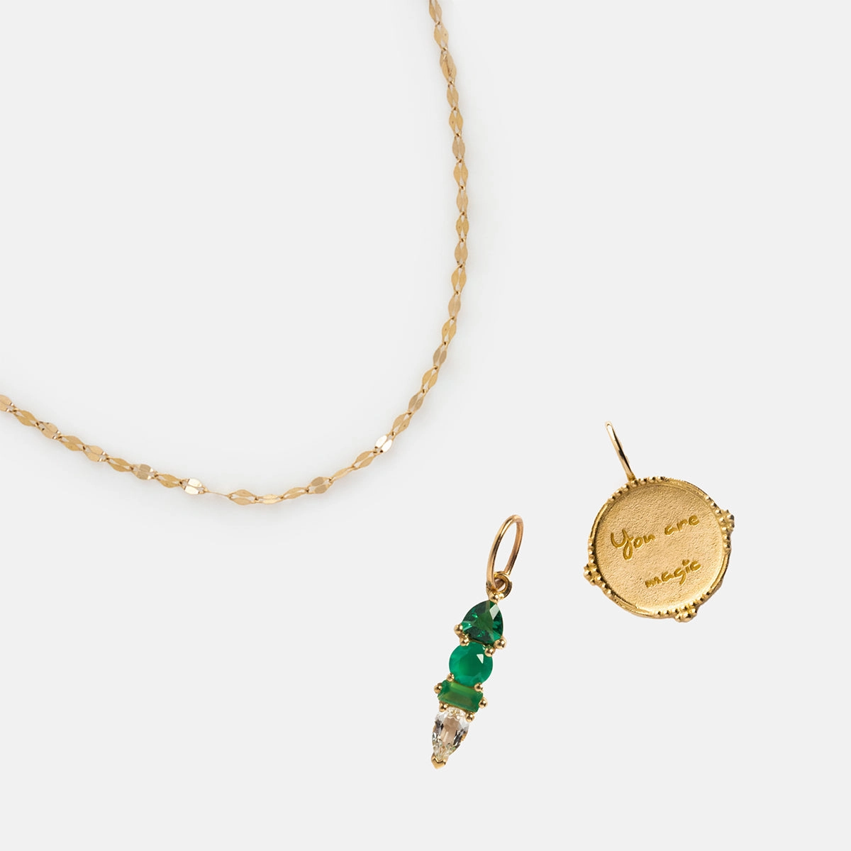 Solid Gold Personalized You are Magic Charm Necklace Gift Set