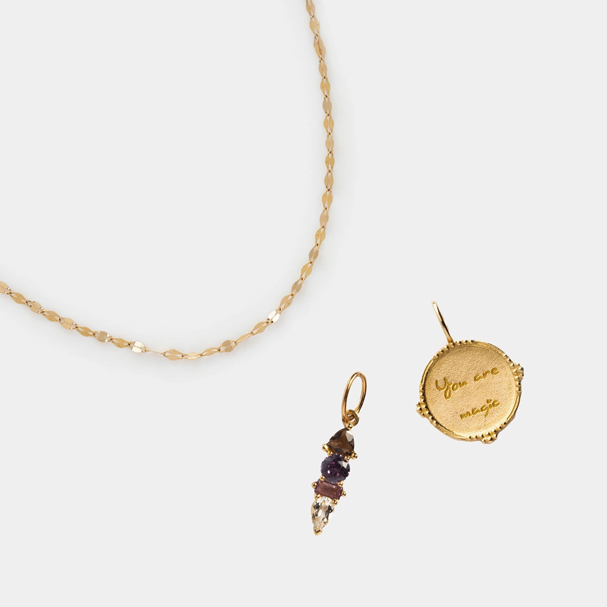 Solid Gold Personalized You are Magic Charm Necklace Gift Set