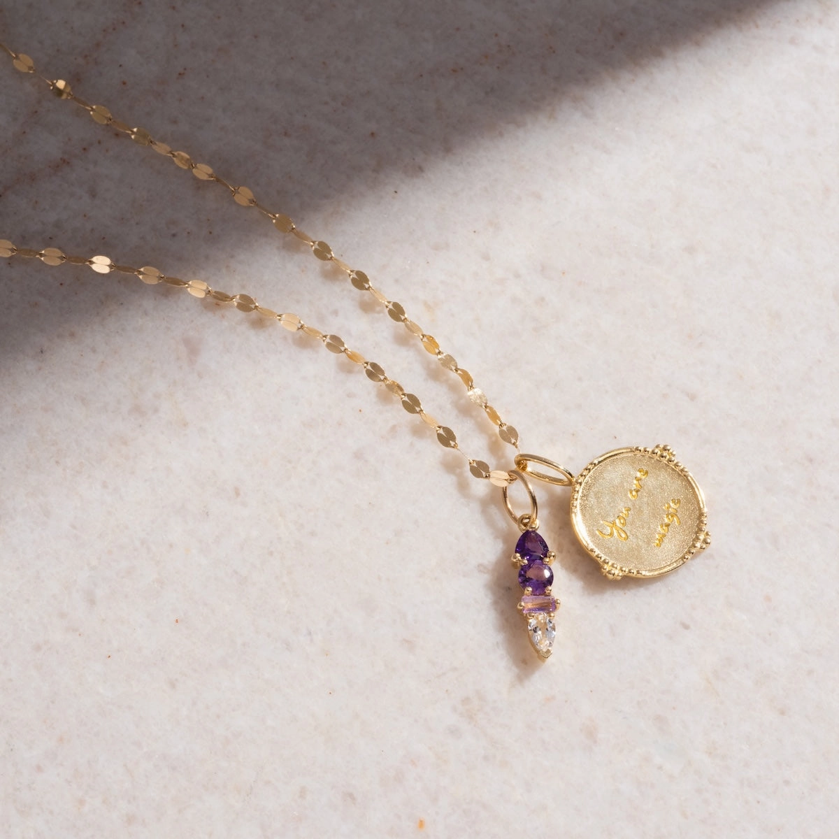 Solid Gold Personalized You are Magic Charm Necklace Gift Set