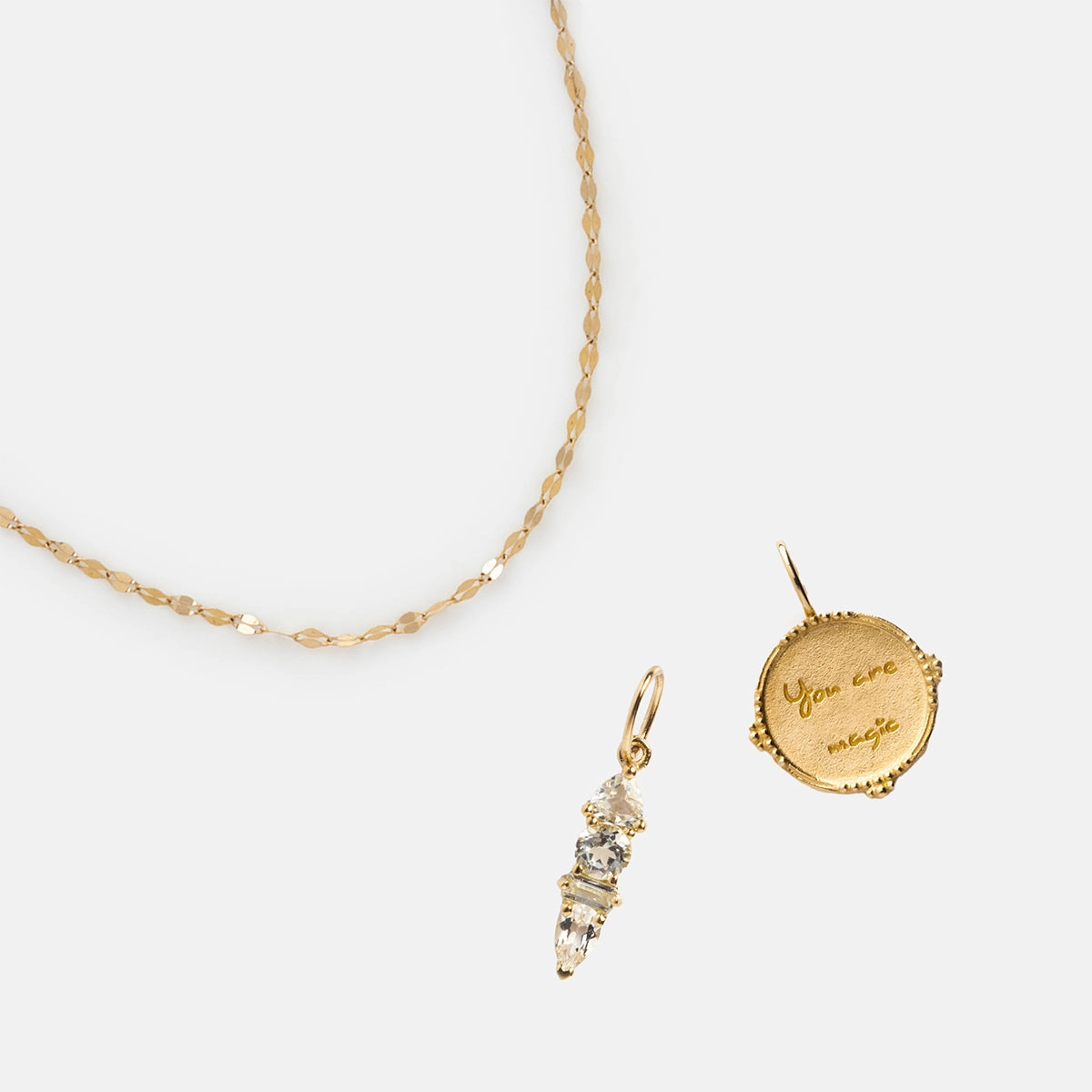 Solid Gold Personalized You are Magic Charm Necklace Gift Set