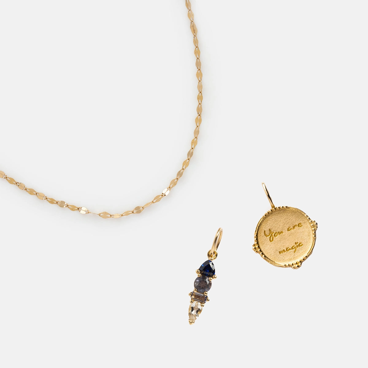 Solid Gold Personalized You are Magic Charm Necklace Gift Set