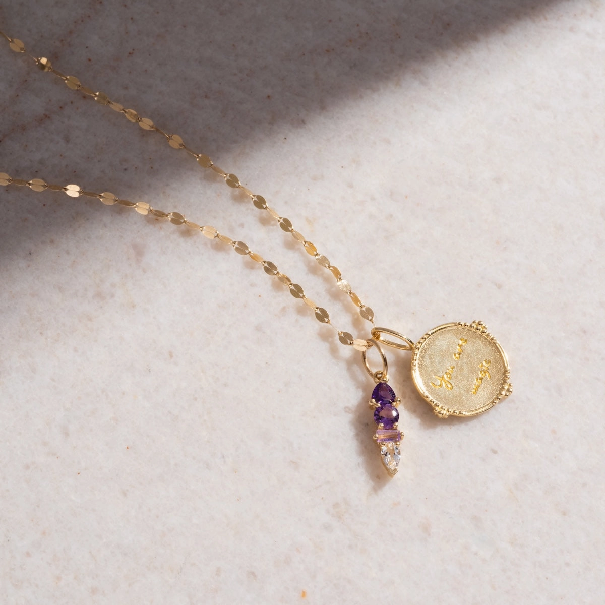 Solid Gold Personalized You are Magic Charm Necklace Gift Set