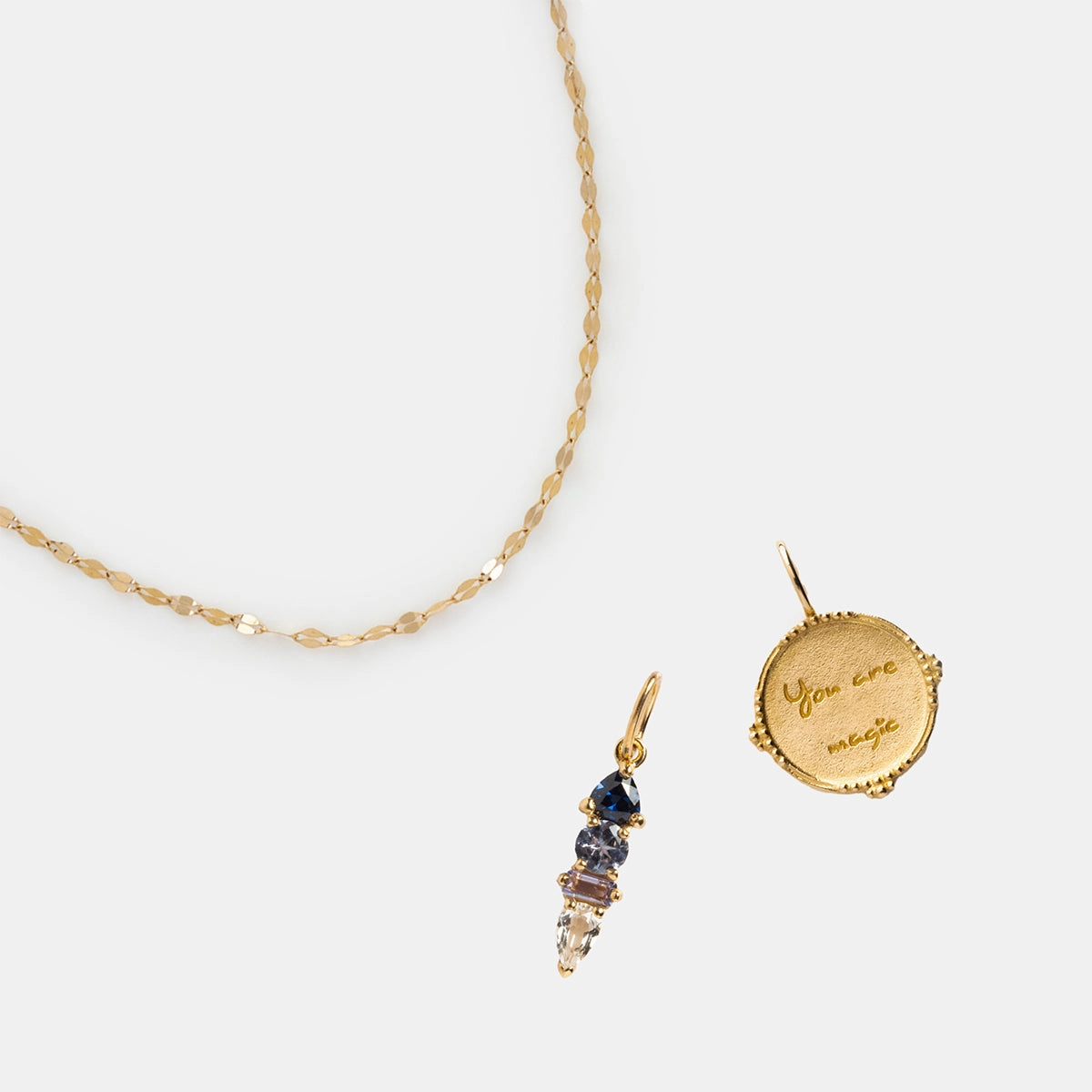 Solid Gold Personalized You are Magic Charm Necklace Gift Set