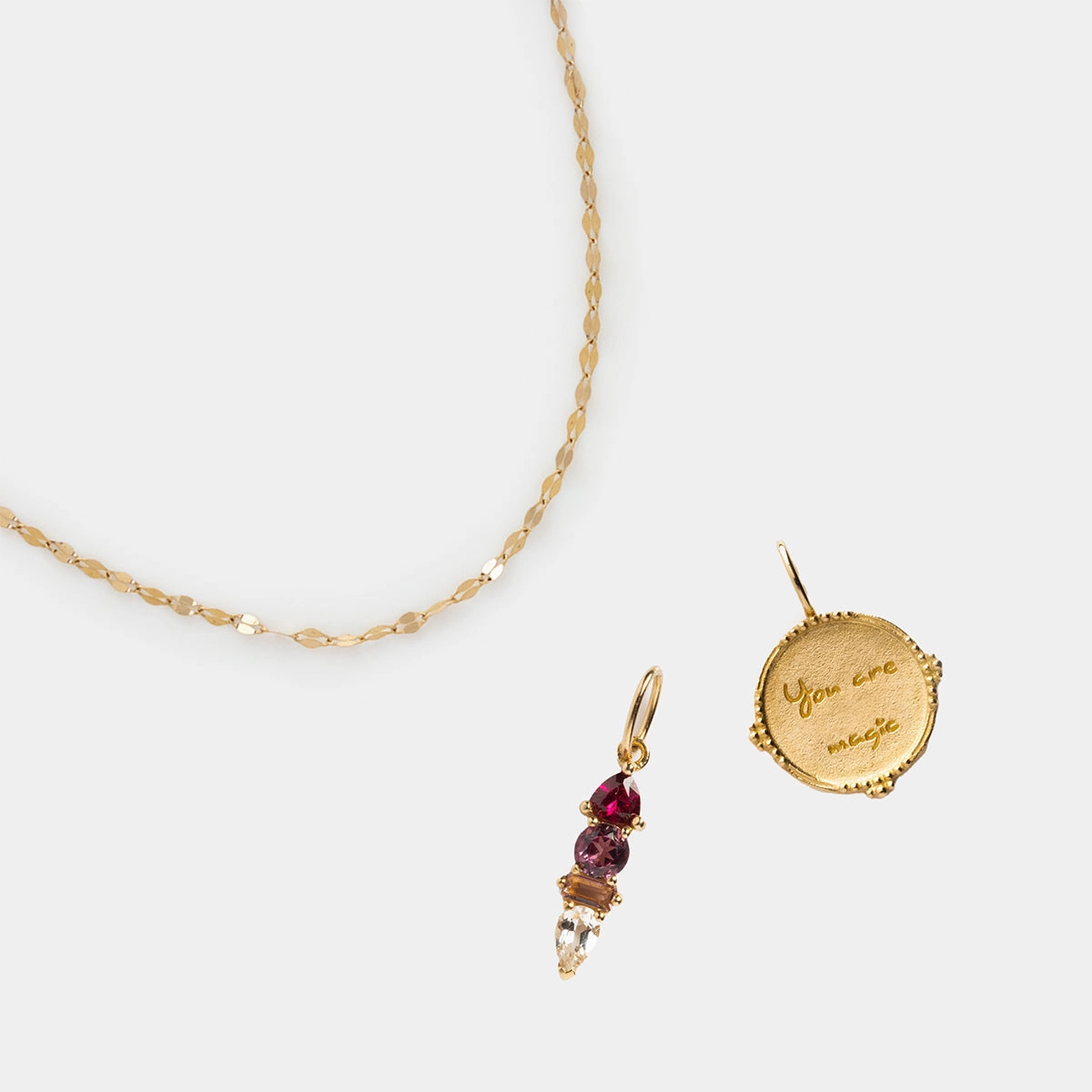 Solid Gold Personalized You are Magic Charm Necklace Gift Set