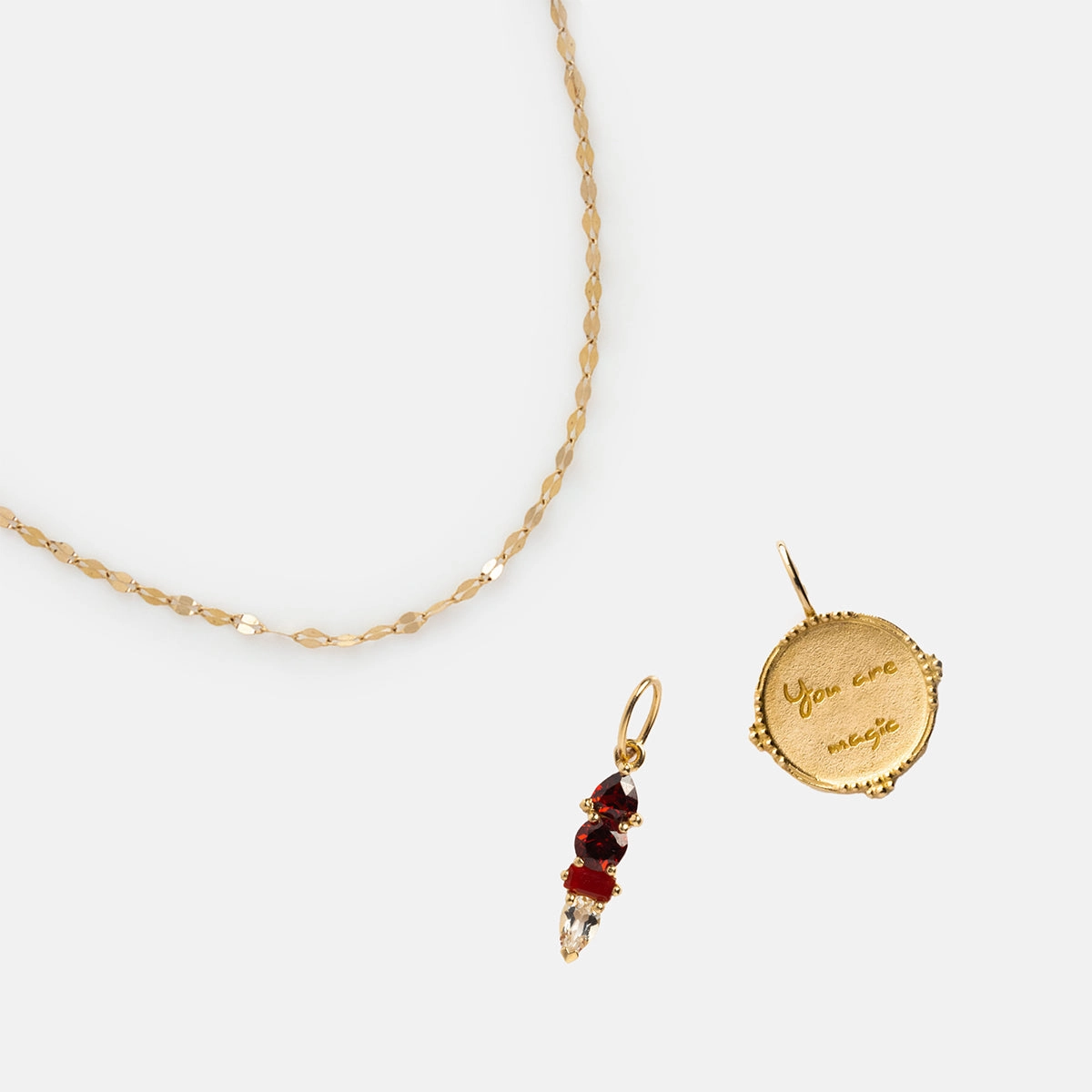 Solid Gold Personalized You are Magic Charm Necklace Gift Set
