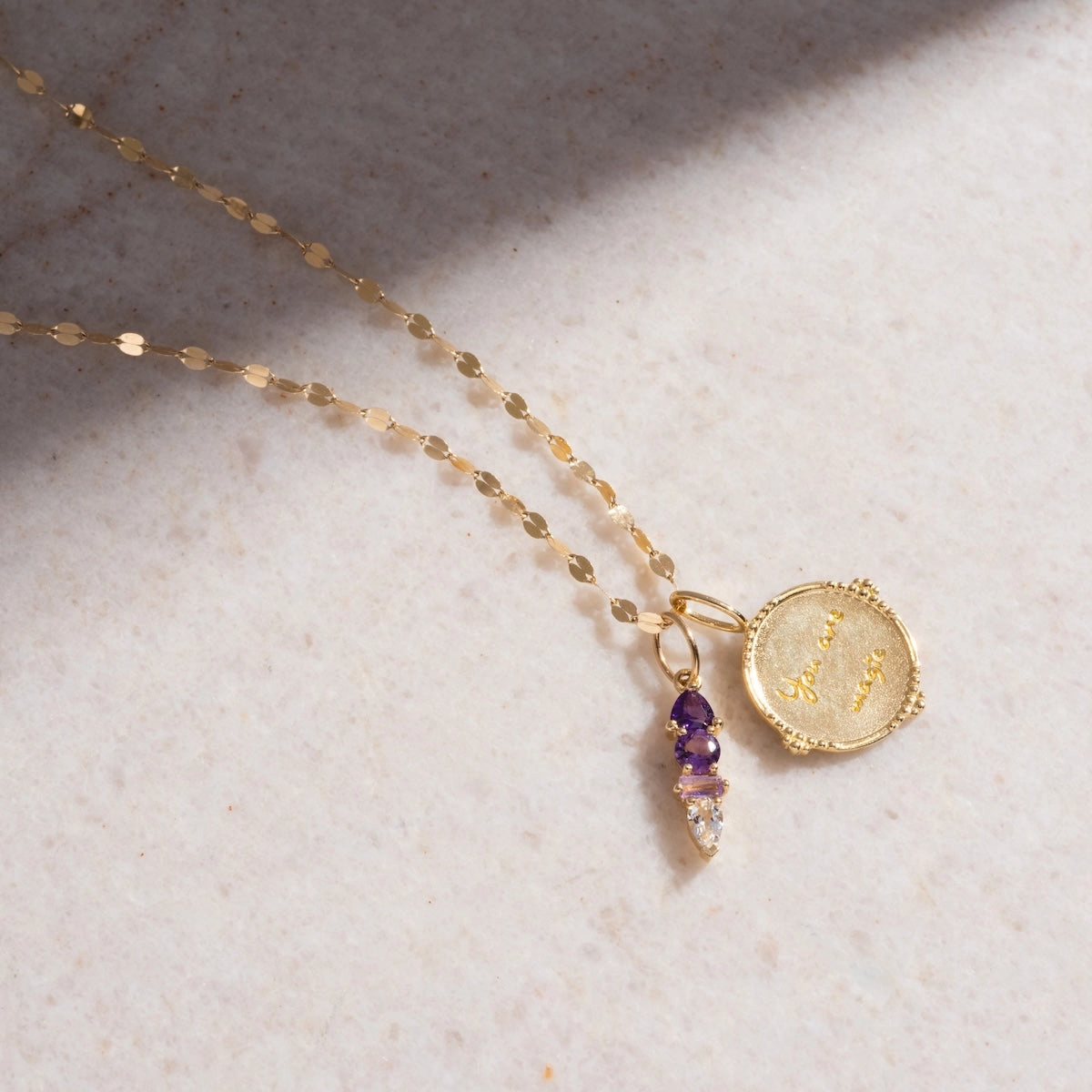 Solid Gold Personalized You are Magic Charm Necklace Gift Set