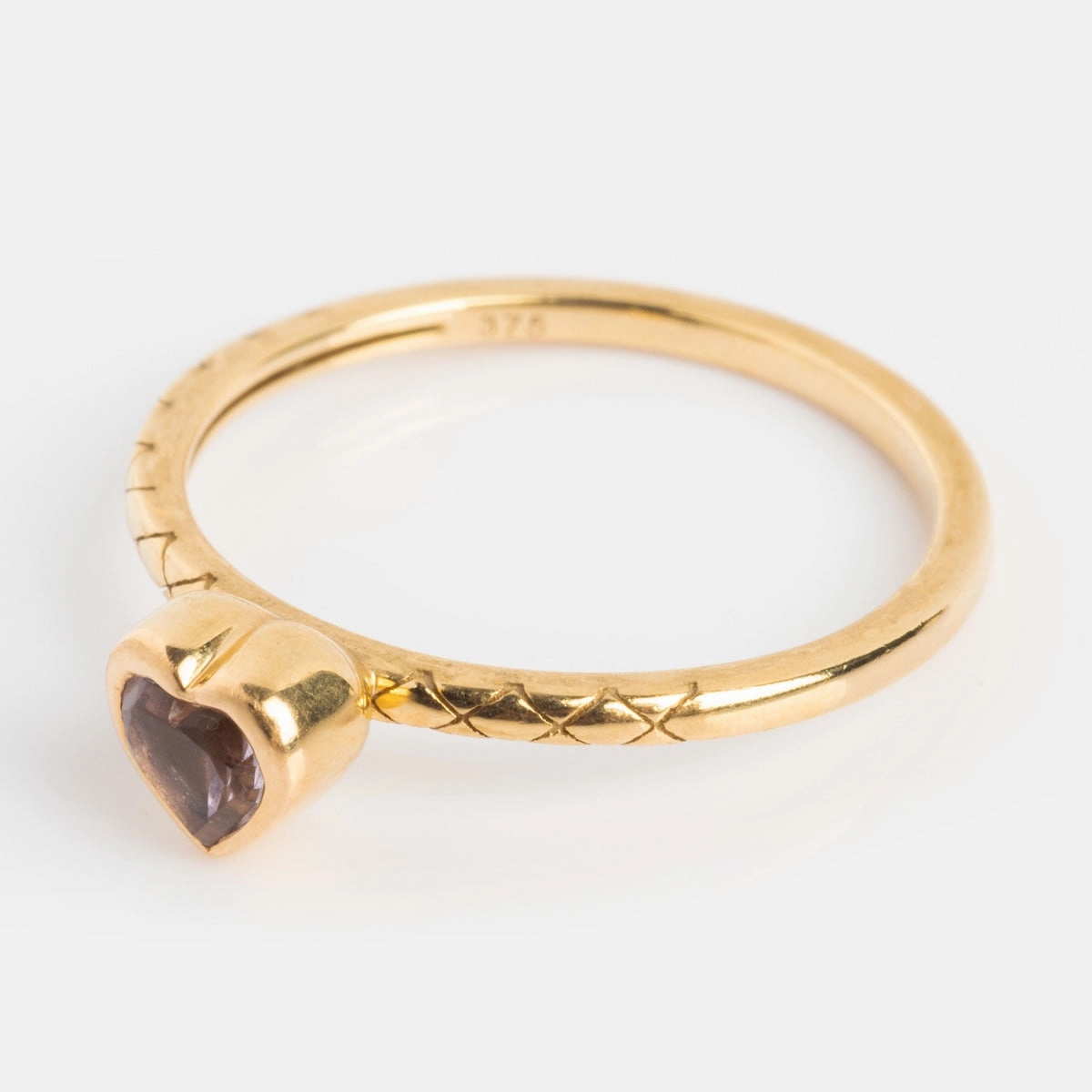 Solid Gold Pink Amethyst Heart Ring
