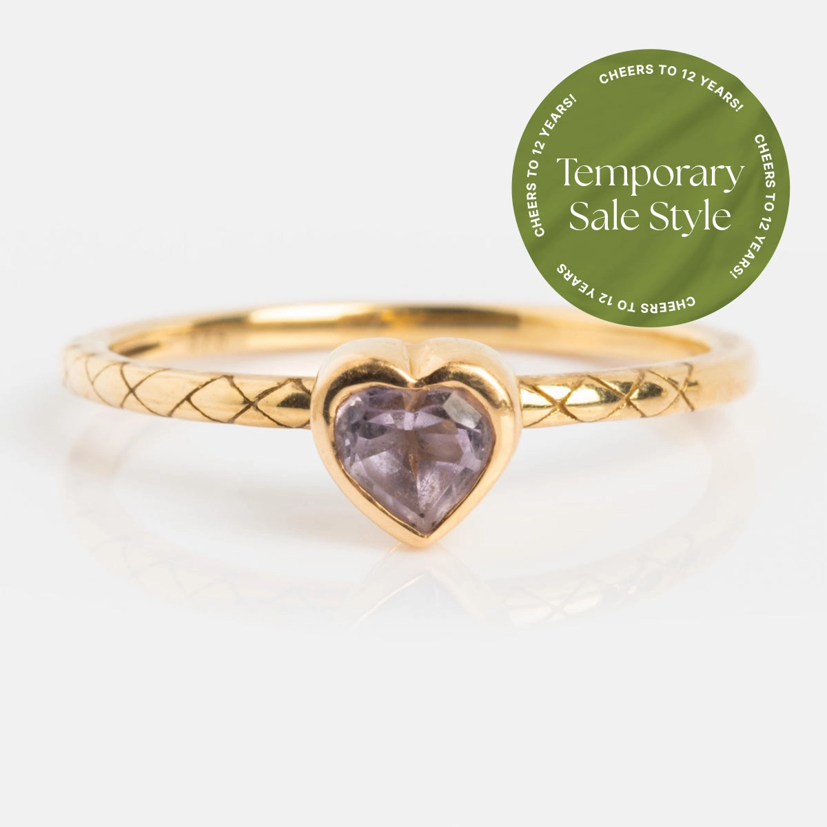Solid Gold Pink Amethyst Heart Ring
