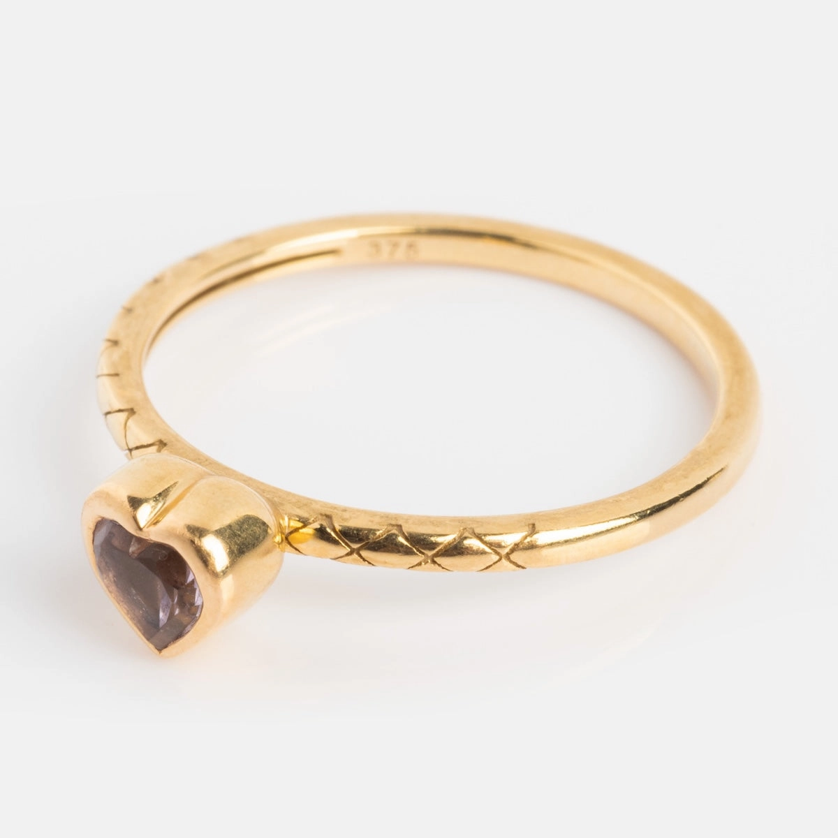 Solid Gold Pink Amethyst Heart Ring