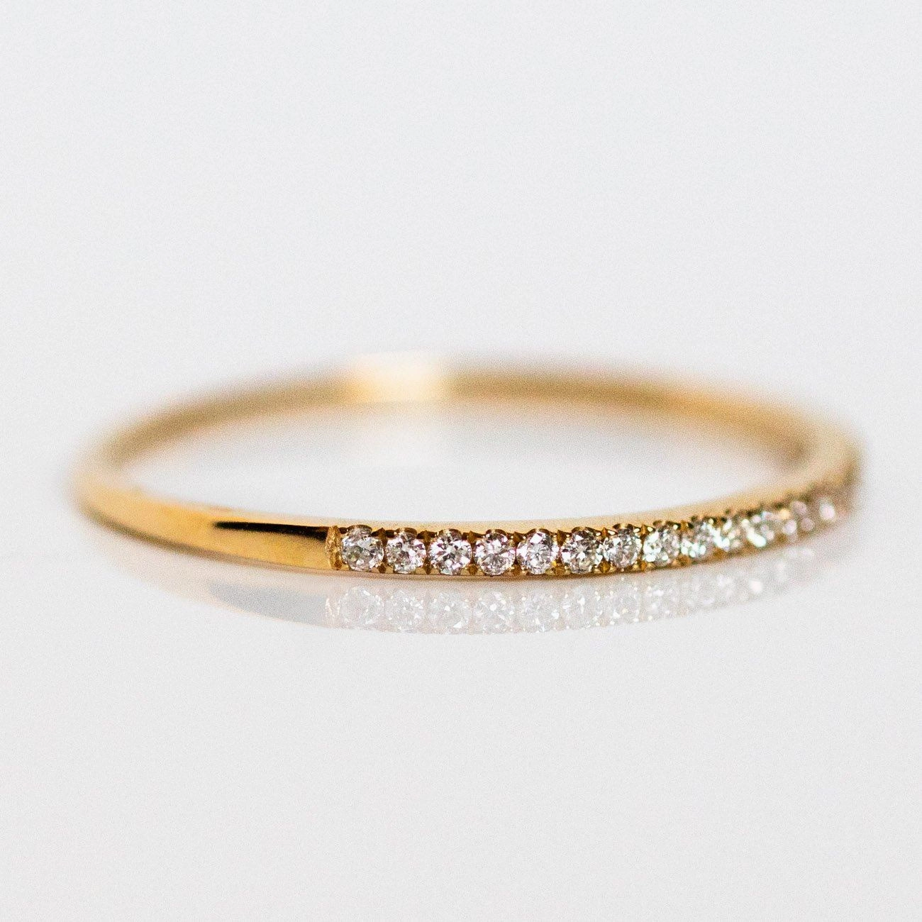 Solid Gold Simple Pave Diamond Band