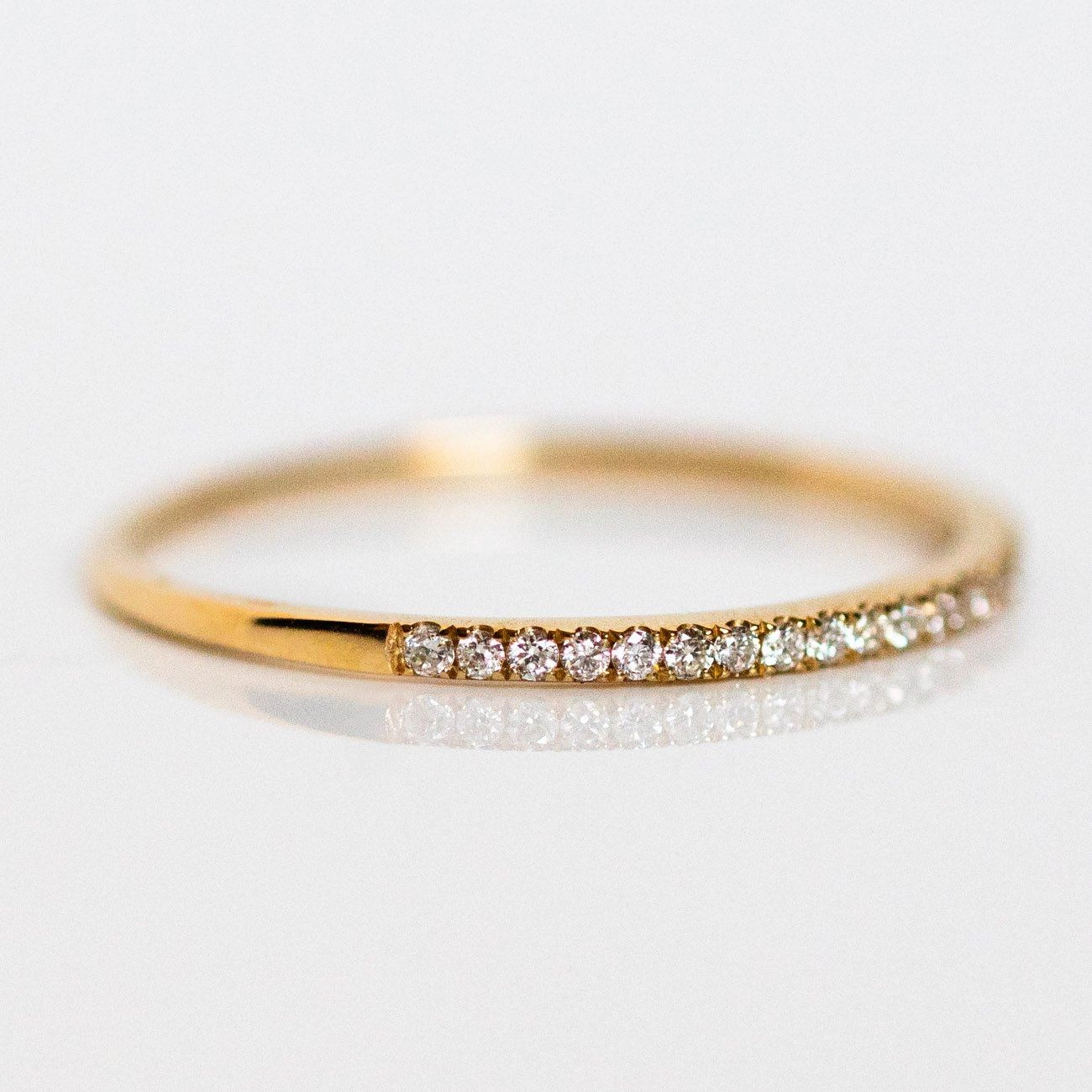 Solid Gold Simple Pave Diamond Band