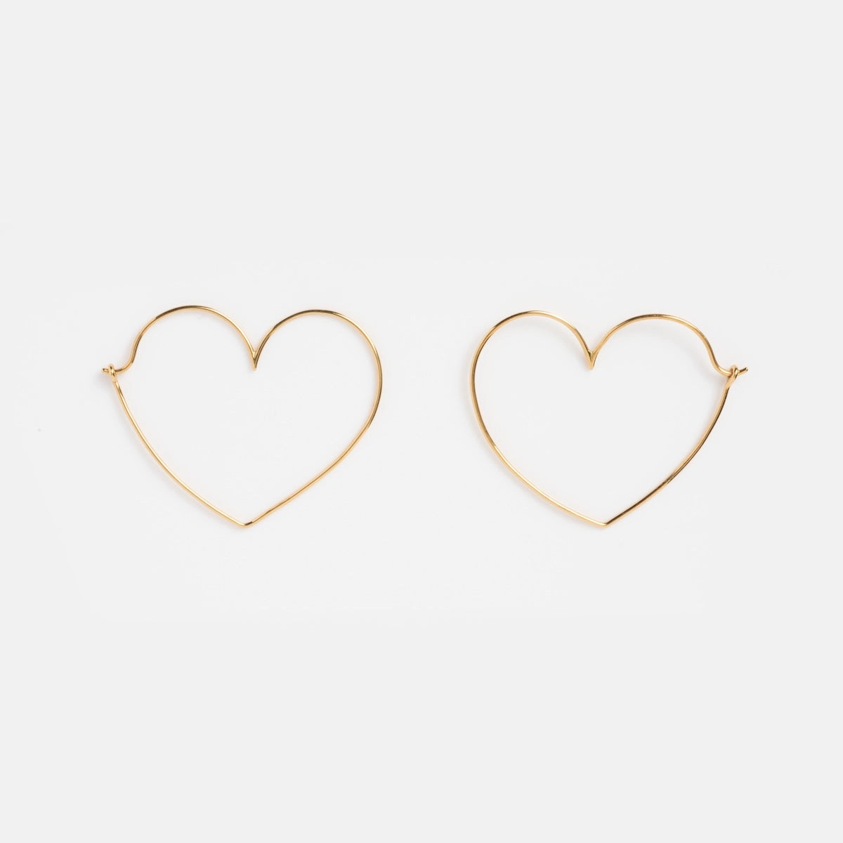 Solid Gold Slim Heart Hoops