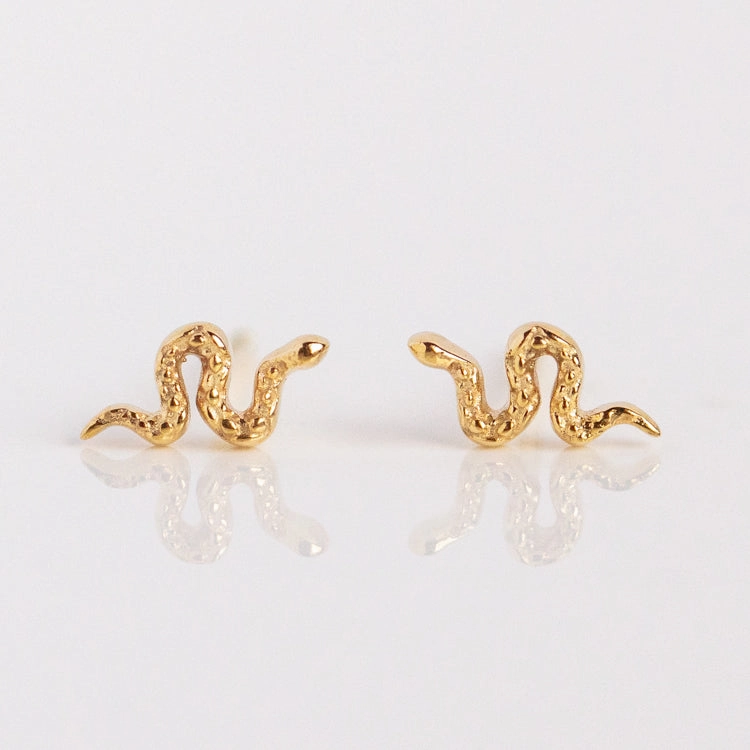 Solid Gold Slither Snake Studs