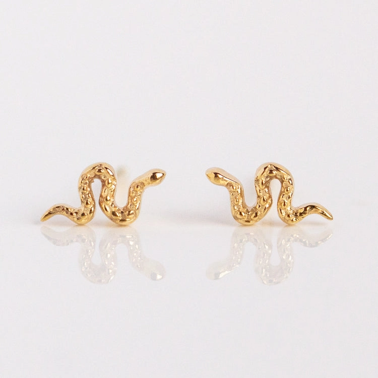 Solid Gold Slither Snake Studs