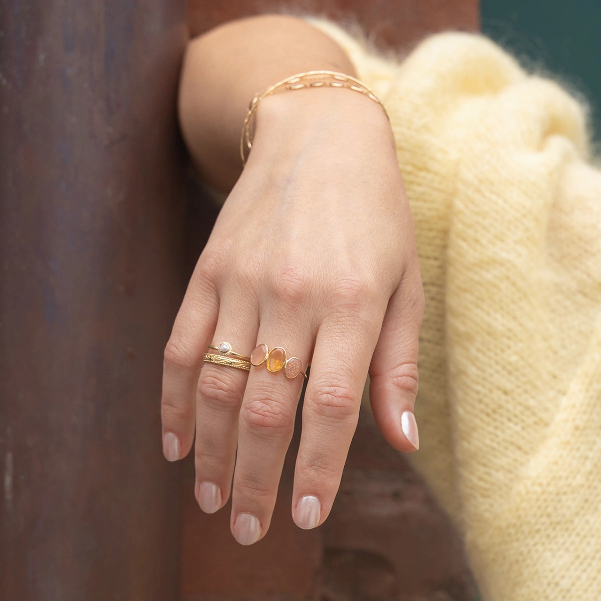 Solid Gold Soft Glow Pearl Ring