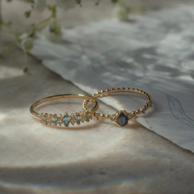 Solid Gold Something Blue Sapphire Ring