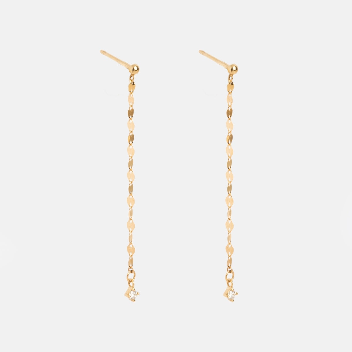 Solid Gold Sparkle Link Chain Convertible Diamond Drop Earrings