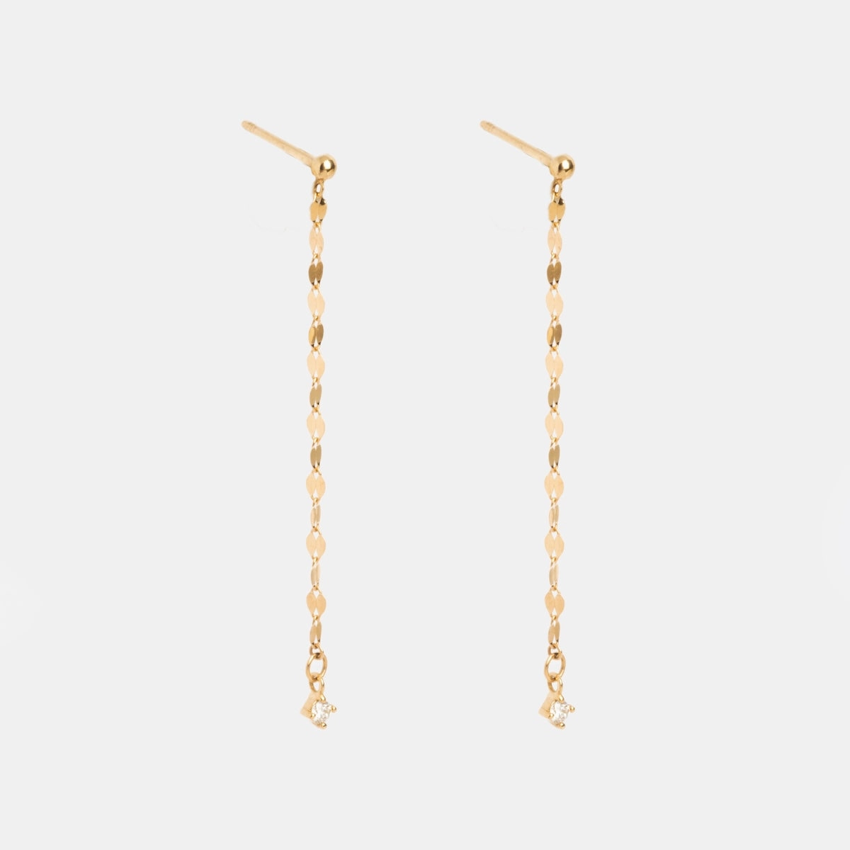 Solid Gold Sparkle Link Chain Convertible Diamond Drop Earrings