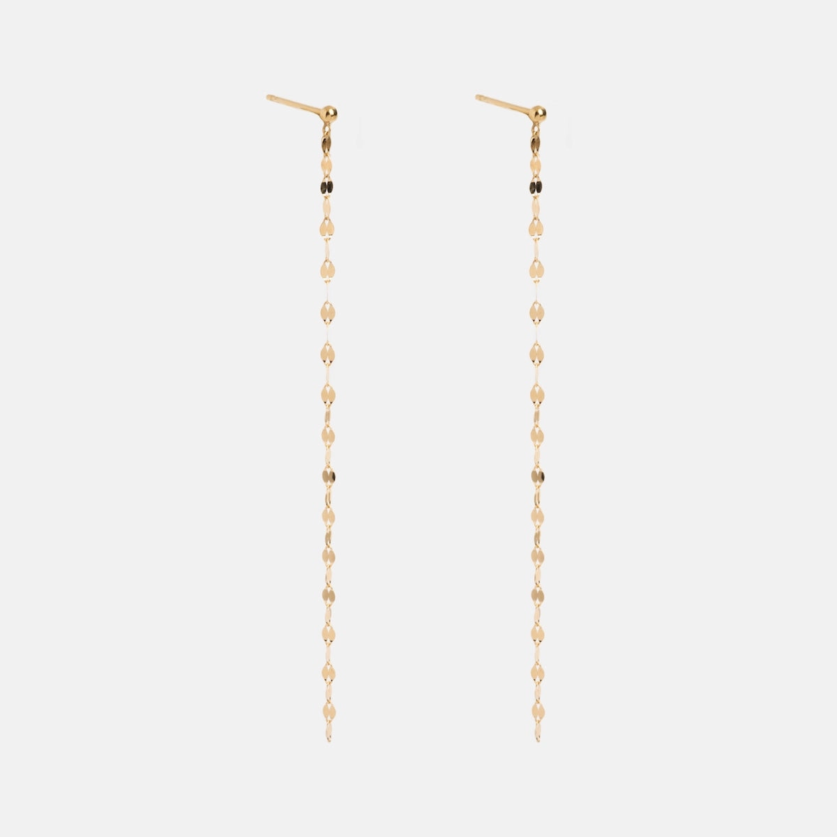 Solid Gold Sparkle Link Chain Drop Earrings