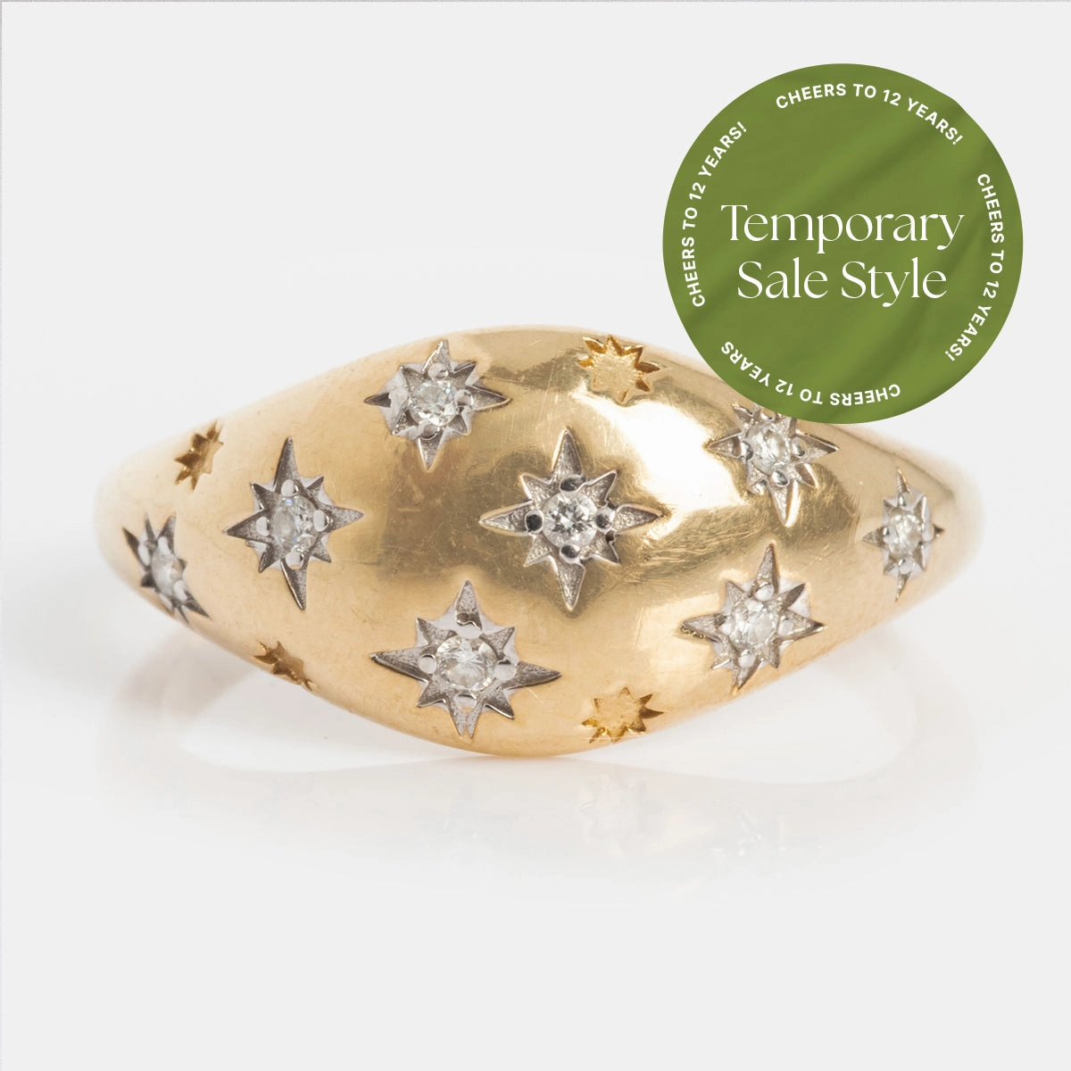 Solid Gold Star Crossed Dome Pinky Ring