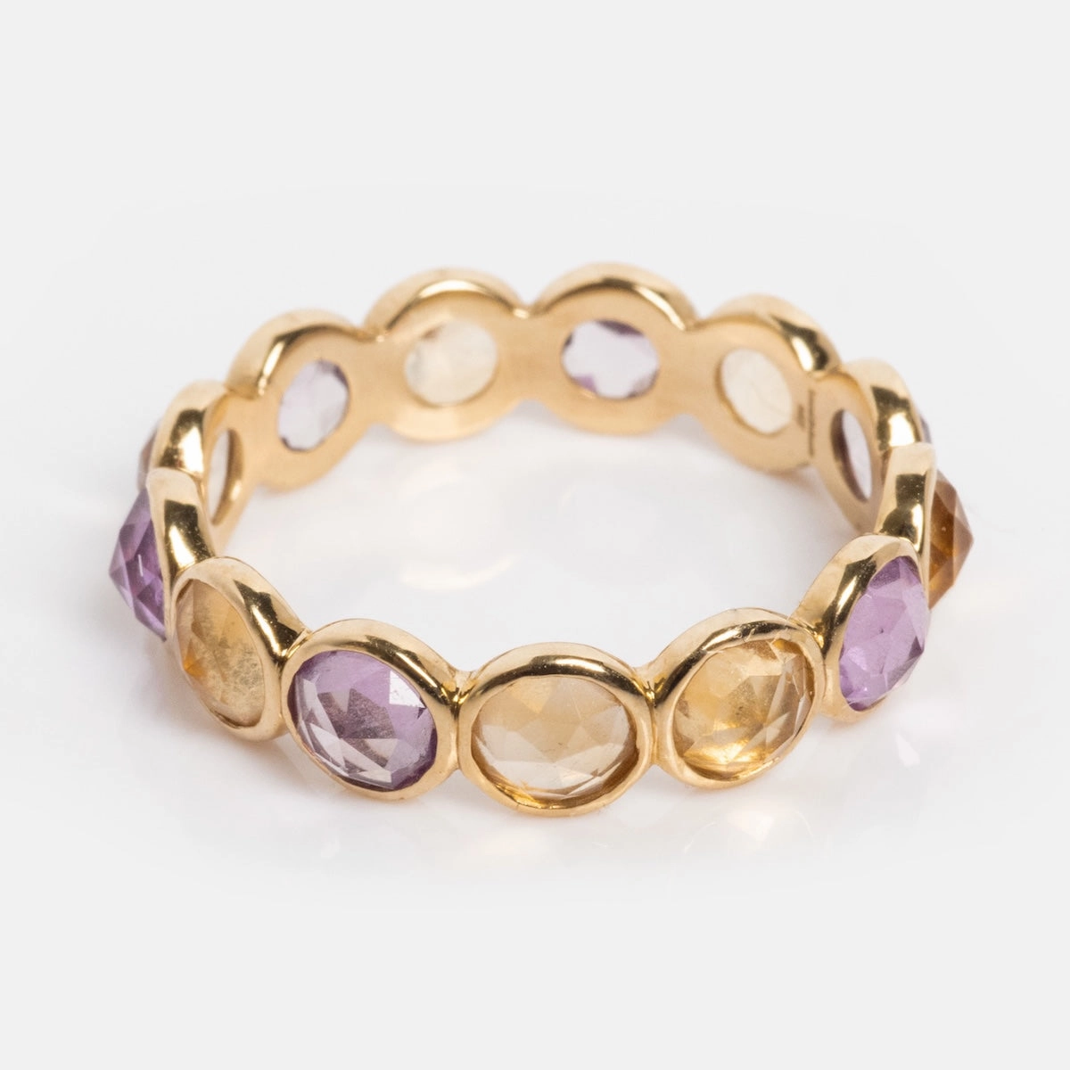 Solid Gold Sunrise Citrine and Alexandrite Band