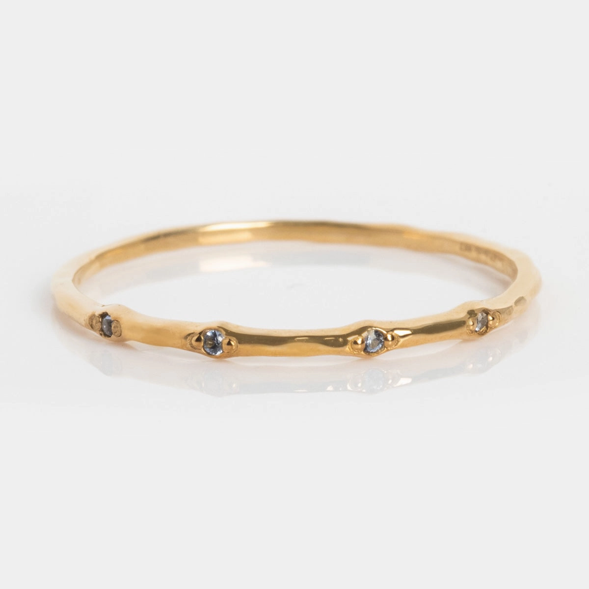 Solid Gold Textured Birthstone Stacking Ring